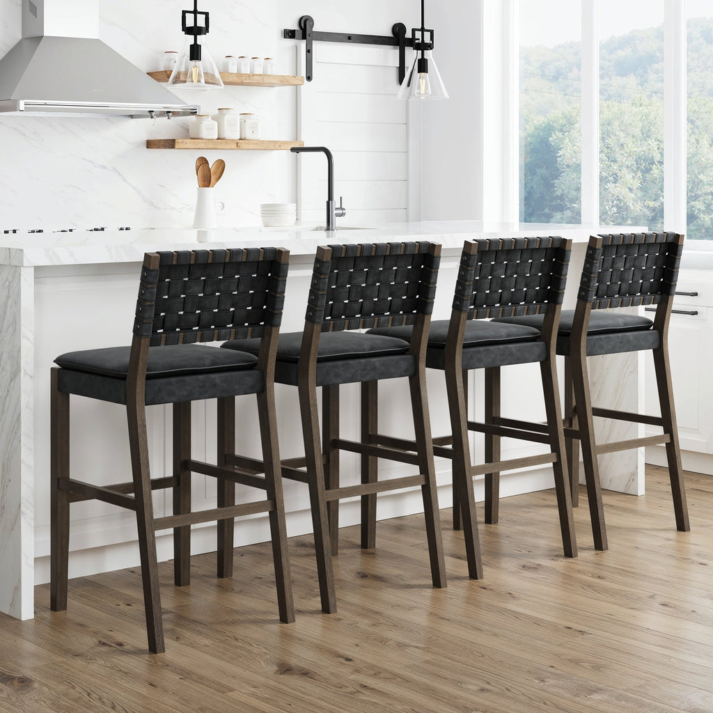 Faux Suede Woven Bar Stools