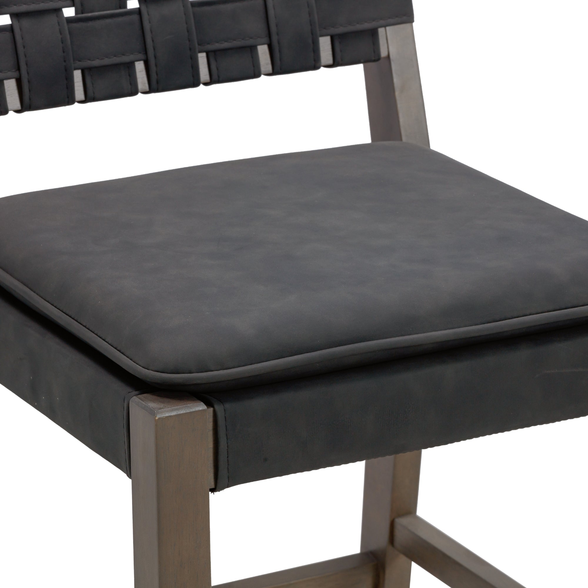 Cohen Bar Stool Faux Suede Black Bar Height Set of 2 | Nathan James