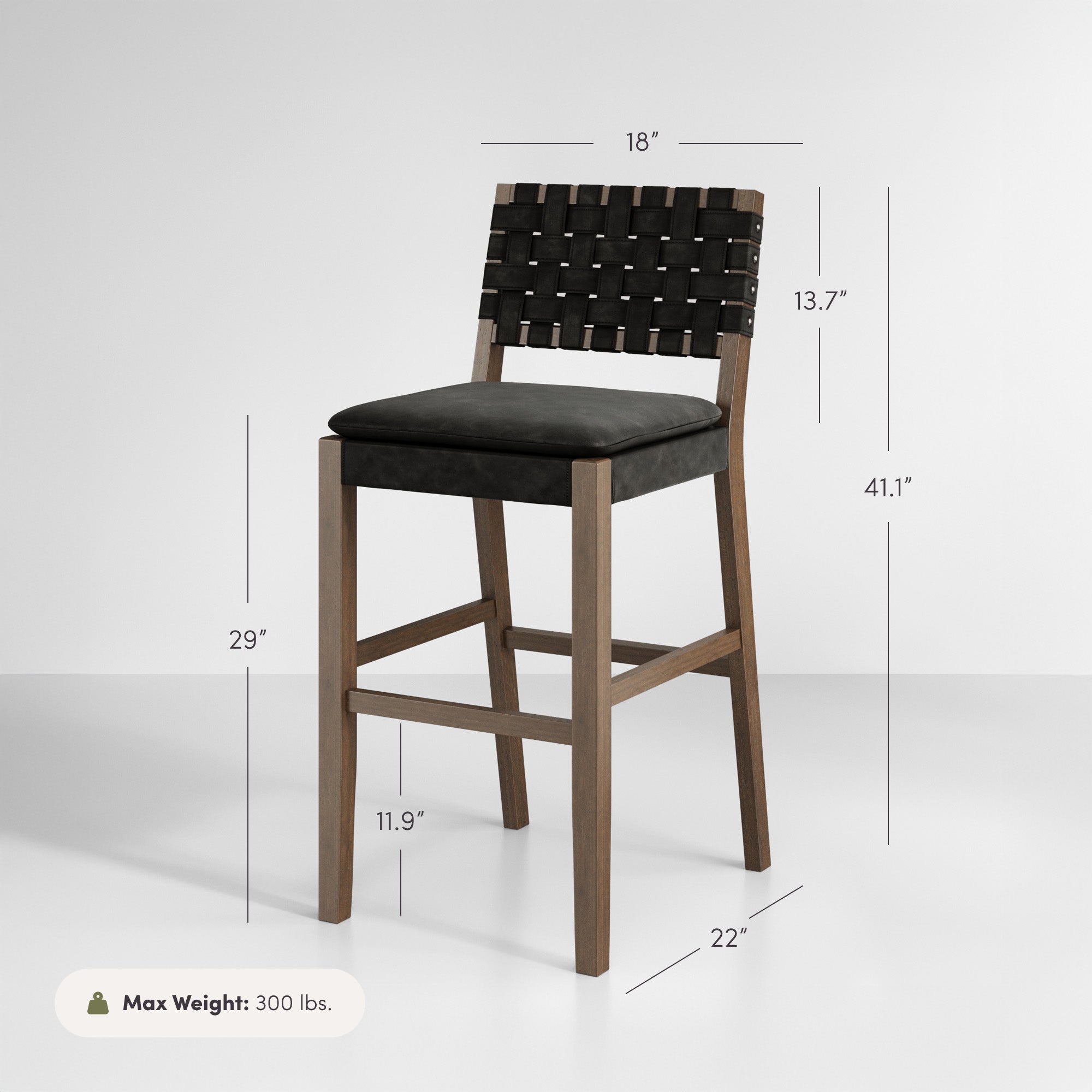 Cohen Bar Stool Faux Suede Black Bar Height Set of 4 | Nathan James