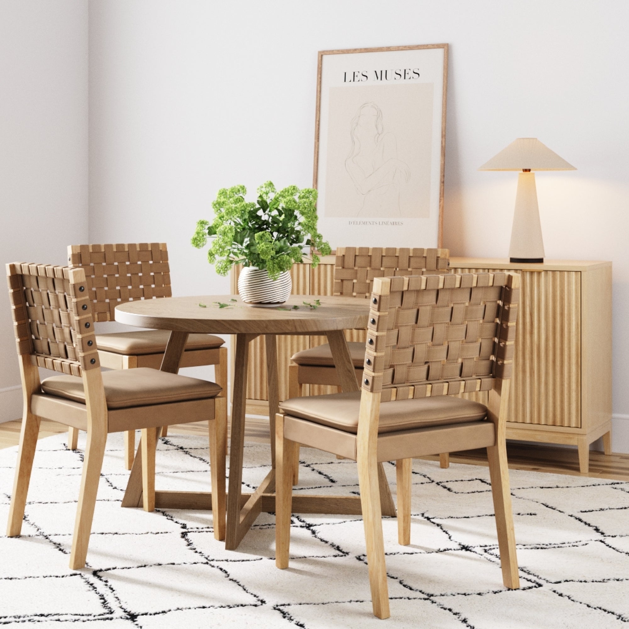 Set of Cohen Faux Light Brown Leather Dining Chairs Nathan James