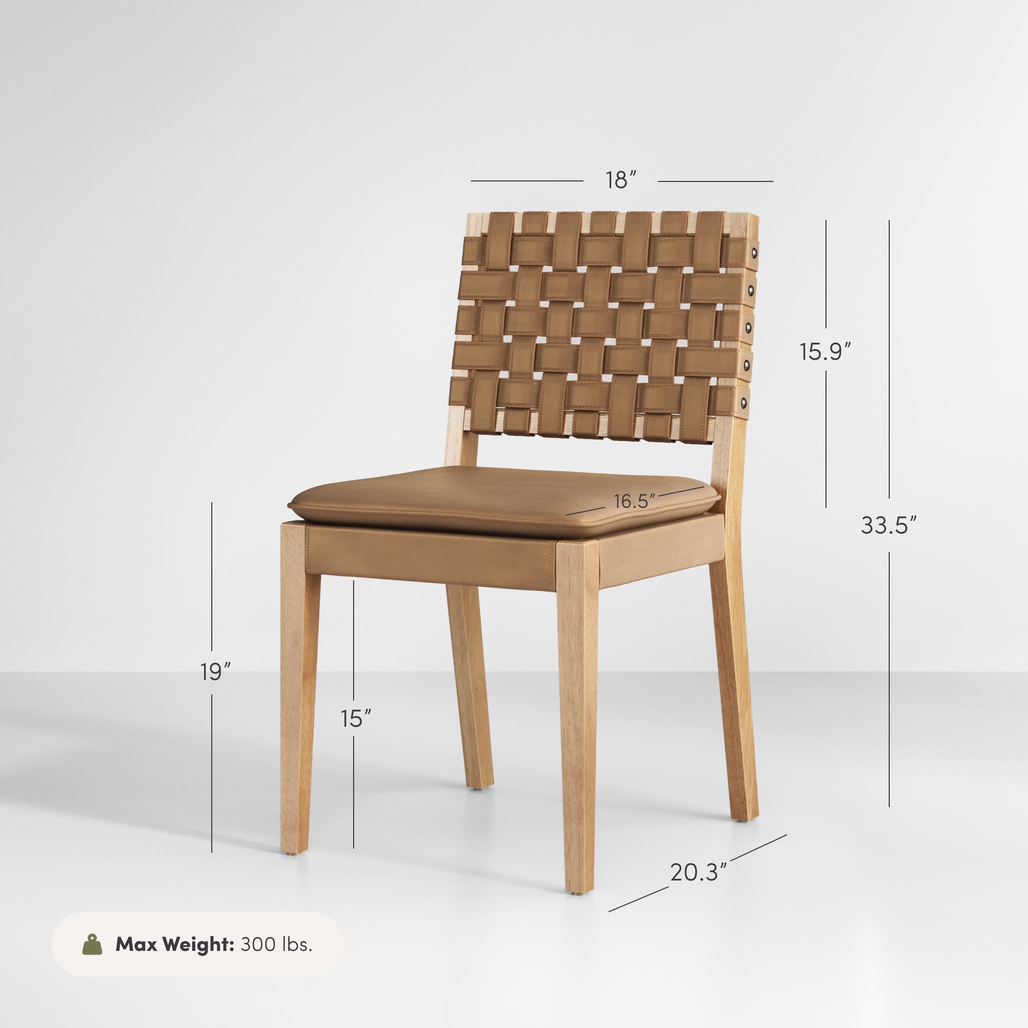 Set of 4 Cohen Faux Light Brown Leather Dining Chairs | Nathan James