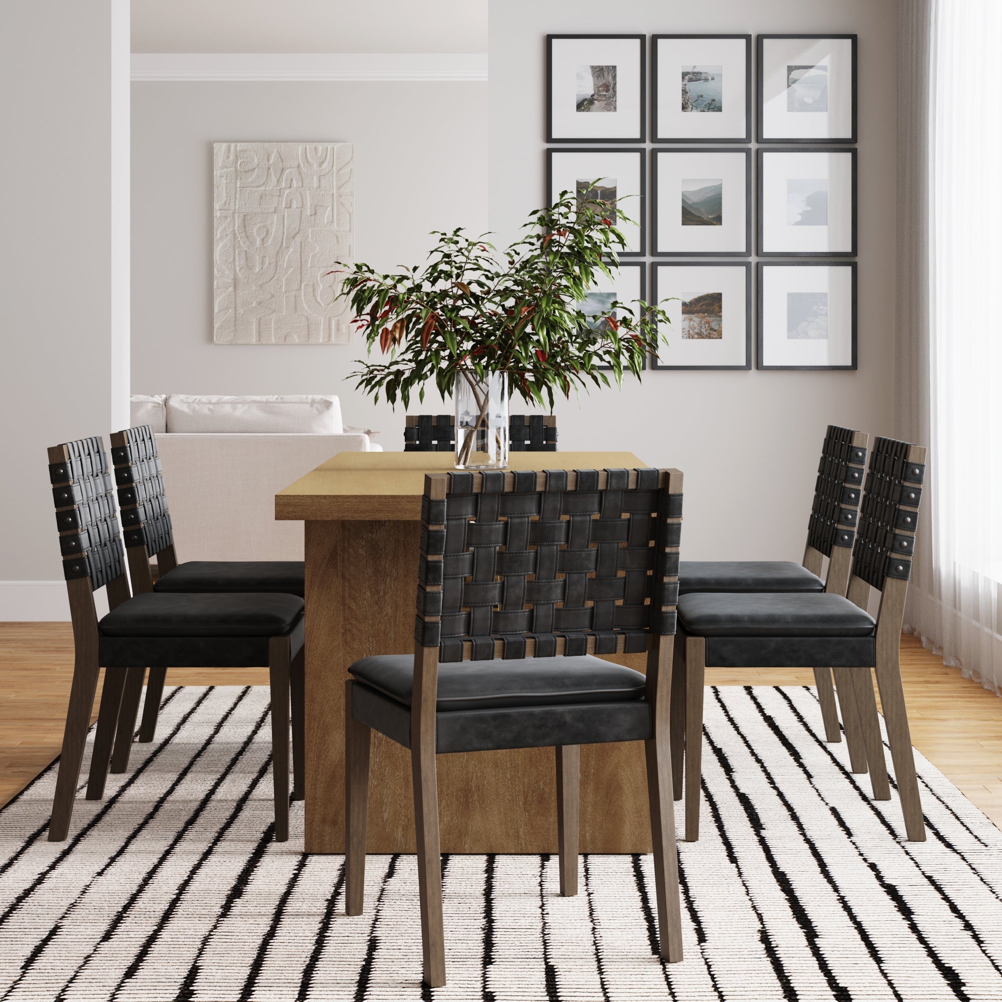 Faux Leather Dining Chairs Black (Set of 6)