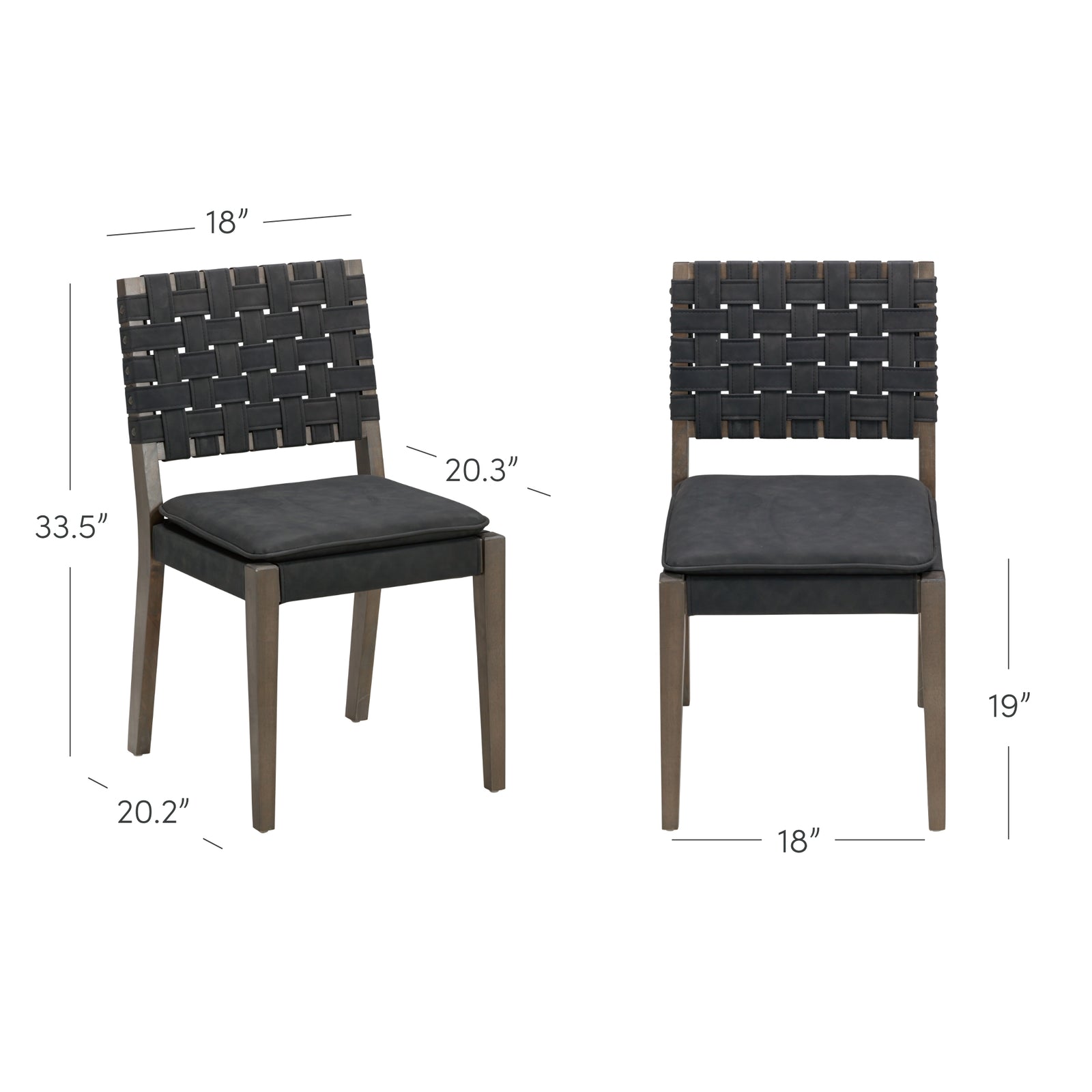 Set of 6 Cohen Faux Black Woven Leather Dining Chairs | Nathan James