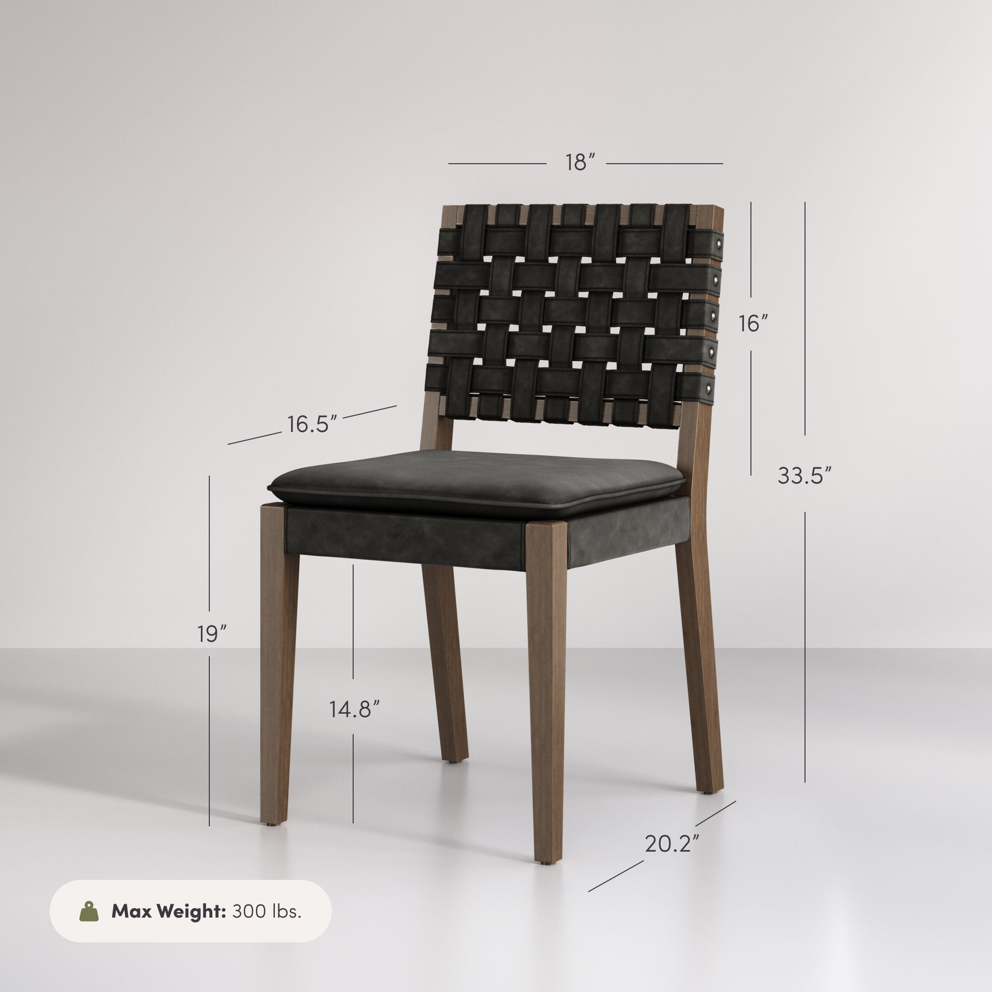 Set of 4 Cohen Faux Black Woven Leather Dining Chairs | Nathan James