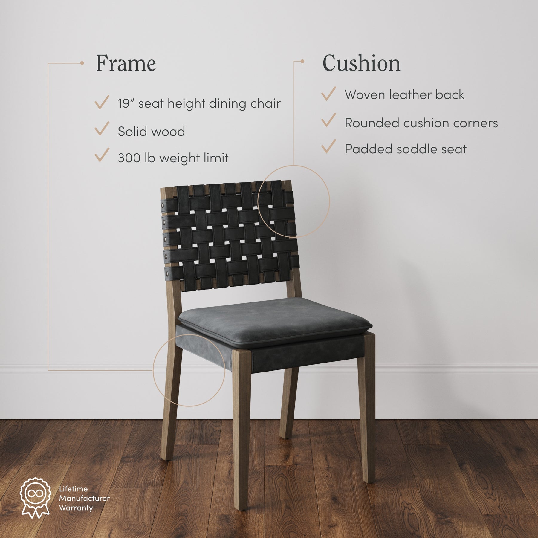 Set of 8 Cohen Faux Black Woven Leather Dining Chairs | Nathan James