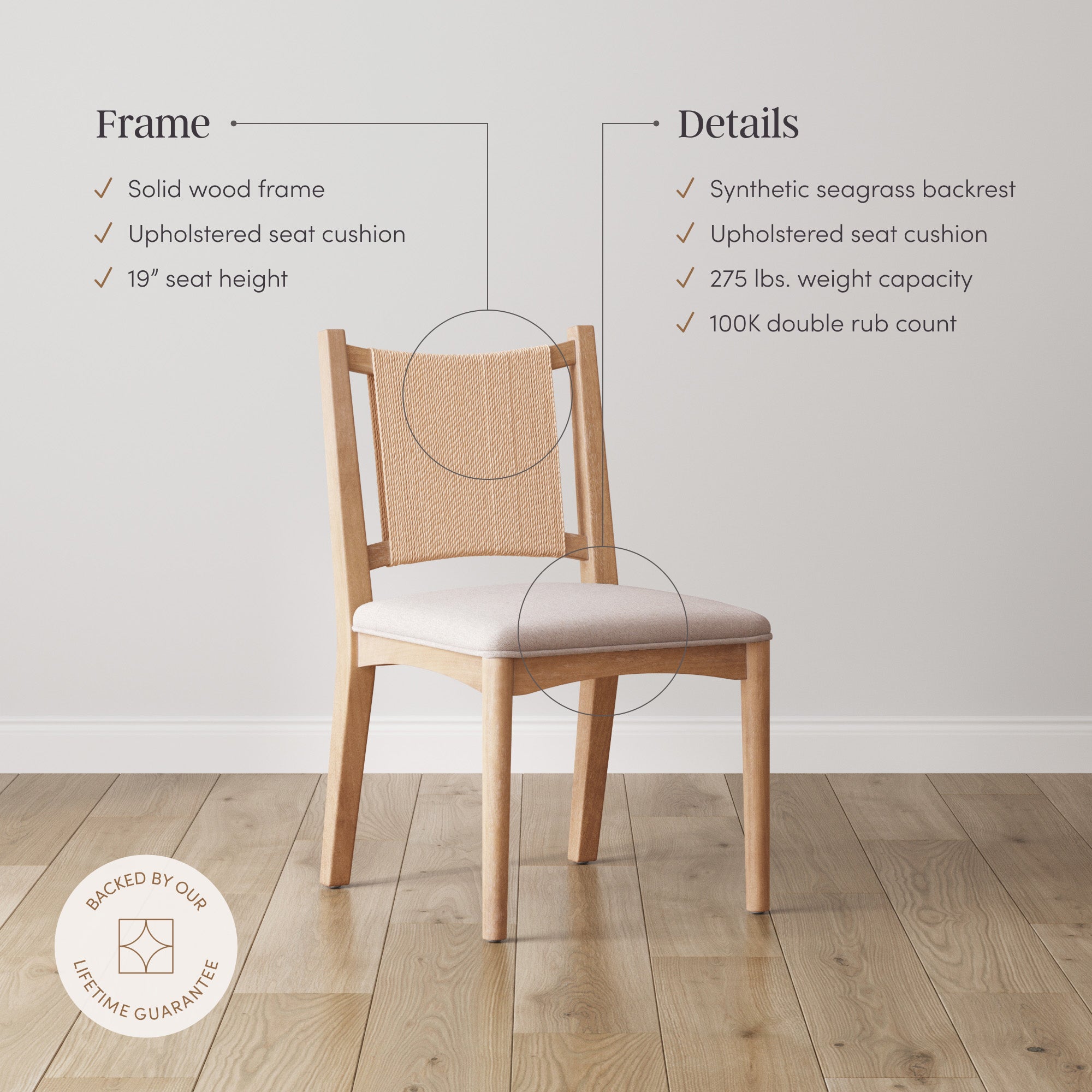 Arched Back Seagrass Dining Chair Light Brown (Set of 6) - Nathan James