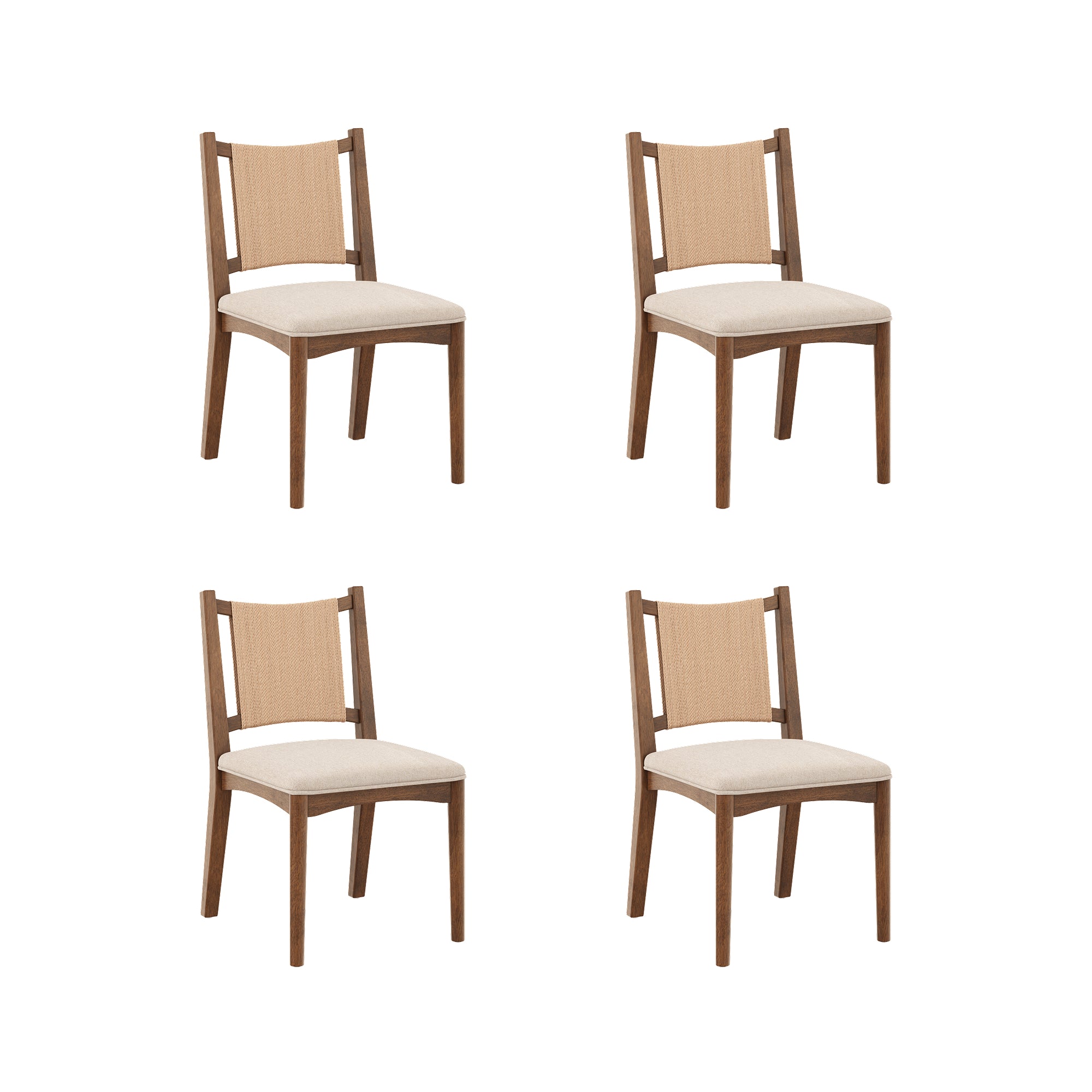 Arched Back Seagrass Dining Chair Medium Brown (Set of 4) - Nathan James