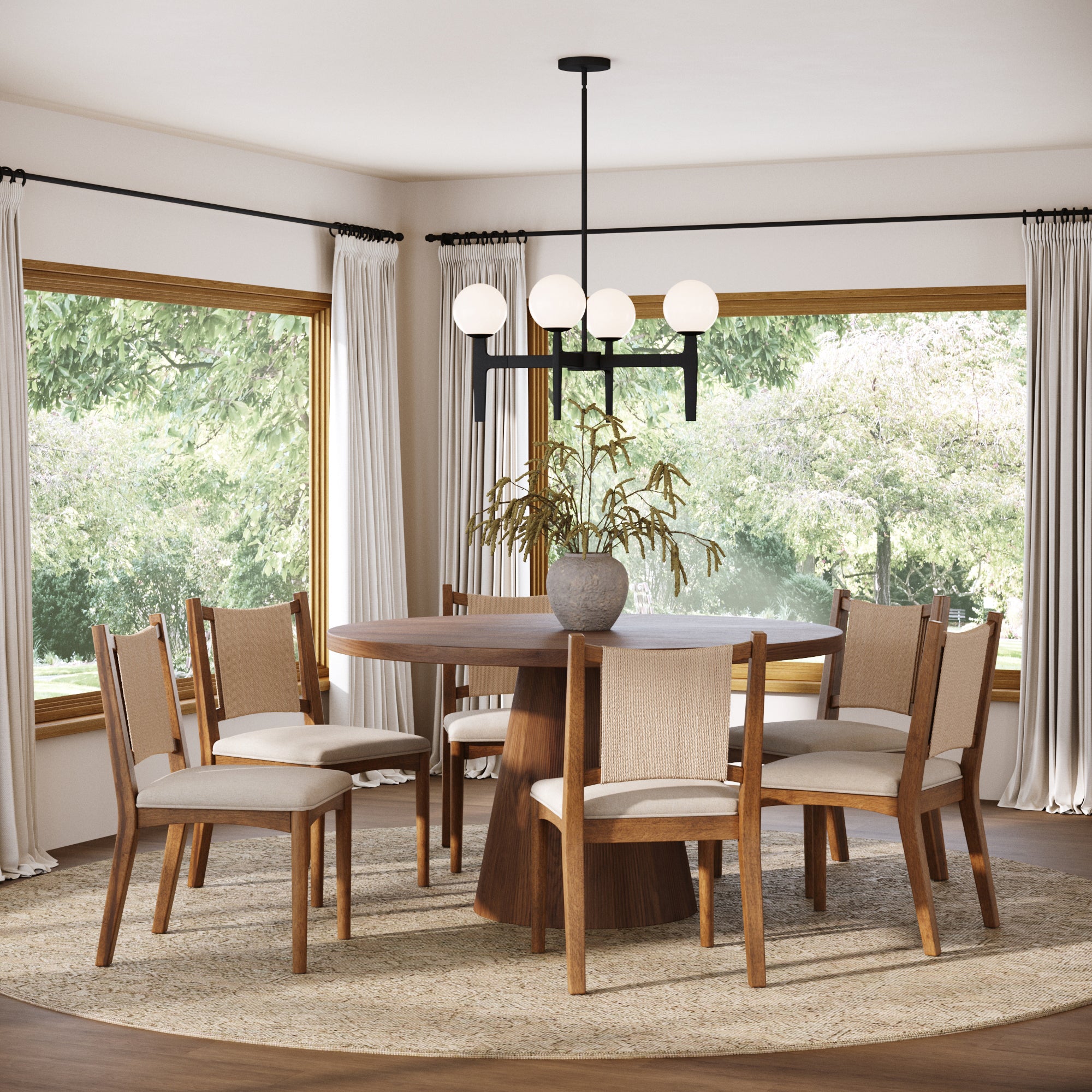 Arched Back Seagrass Dining Chair Medium Brown (Set of 6) - Nathan James