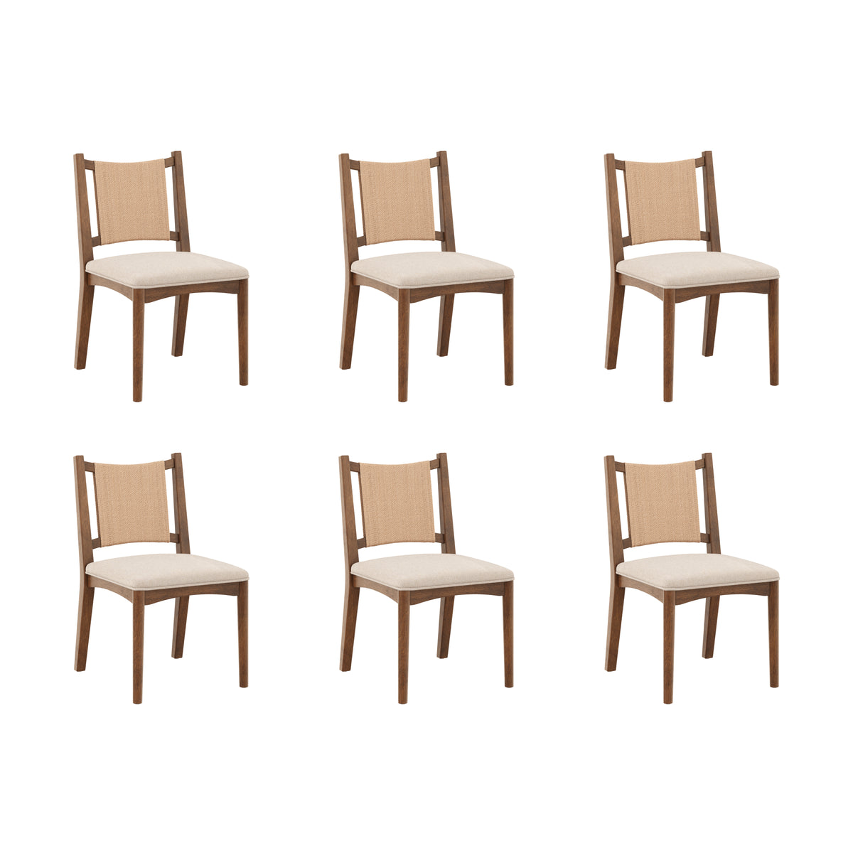 Arched Back Seagrass Dining Chair Medium Brown (Set of 6) - Nathan James