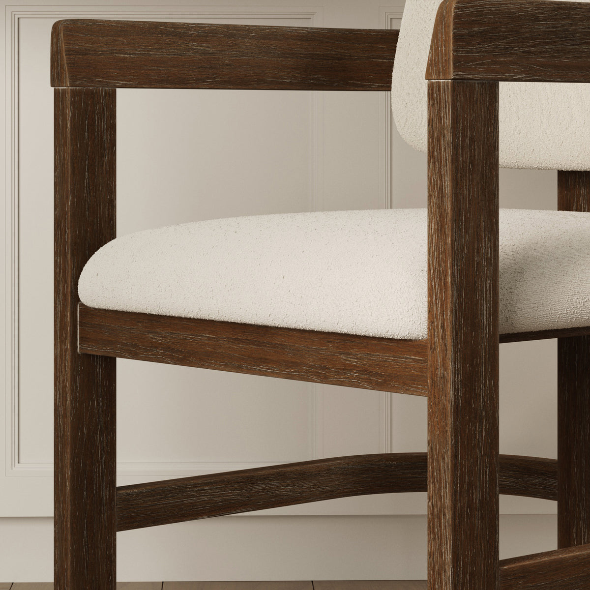 Modern Boucle Wood Dining Chair w/ Curved Back Dark Brown (Set of 6) - Nathan James