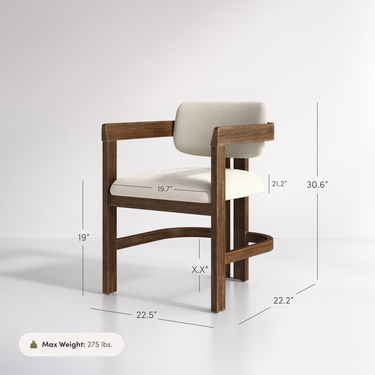 Modern Boucle Wood Dining Chair w/ Curved Back Dark Brown (Set of 6) - Nathan James