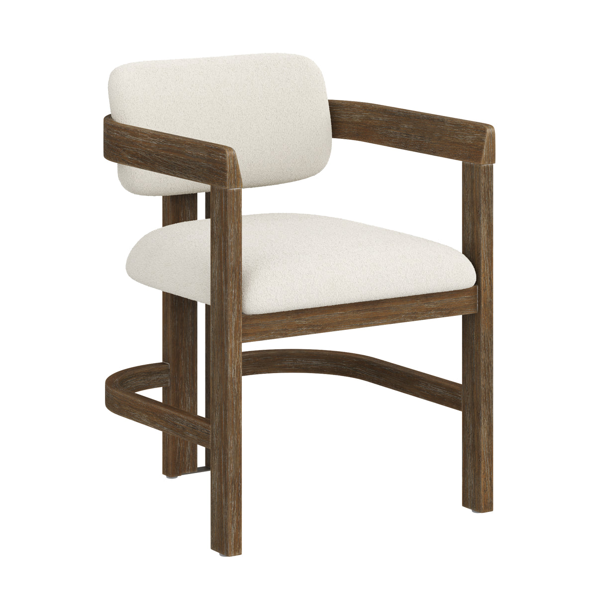 Modern Boucle Wood Dining Chair w/ Curved Back Dark Brown - Nathan James