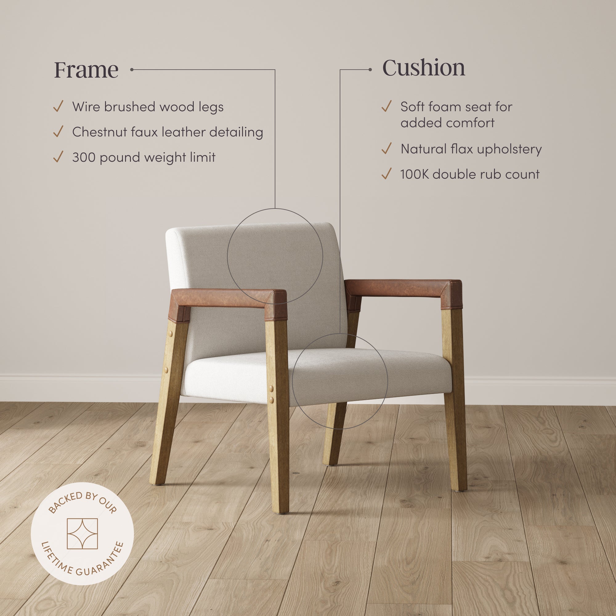 Wood & Faux Leather Accent Chairs (Set of 2) - Nathan James