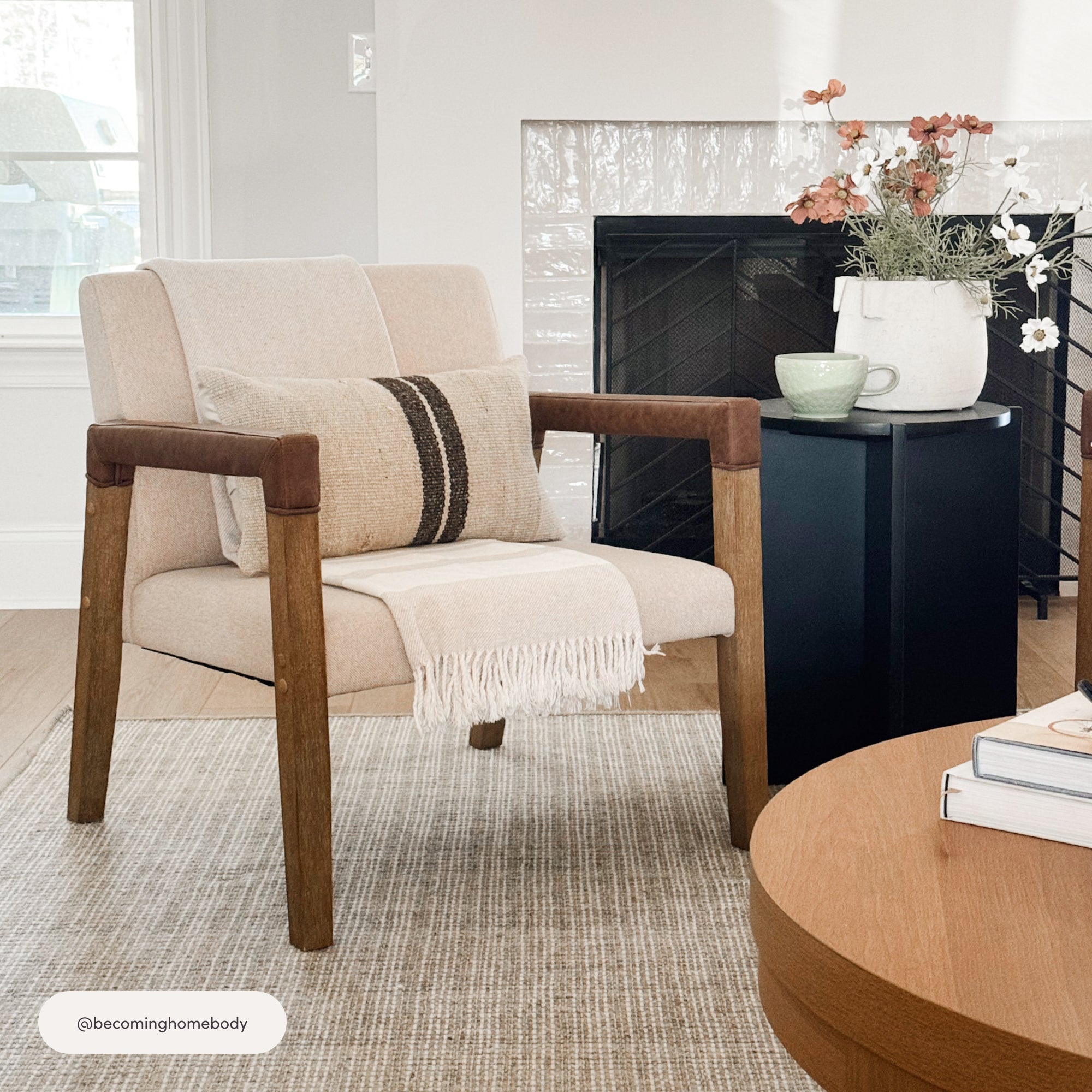 Hudson Mid-Century Light Brown Set of 2 Arm Chairs | Nathan James