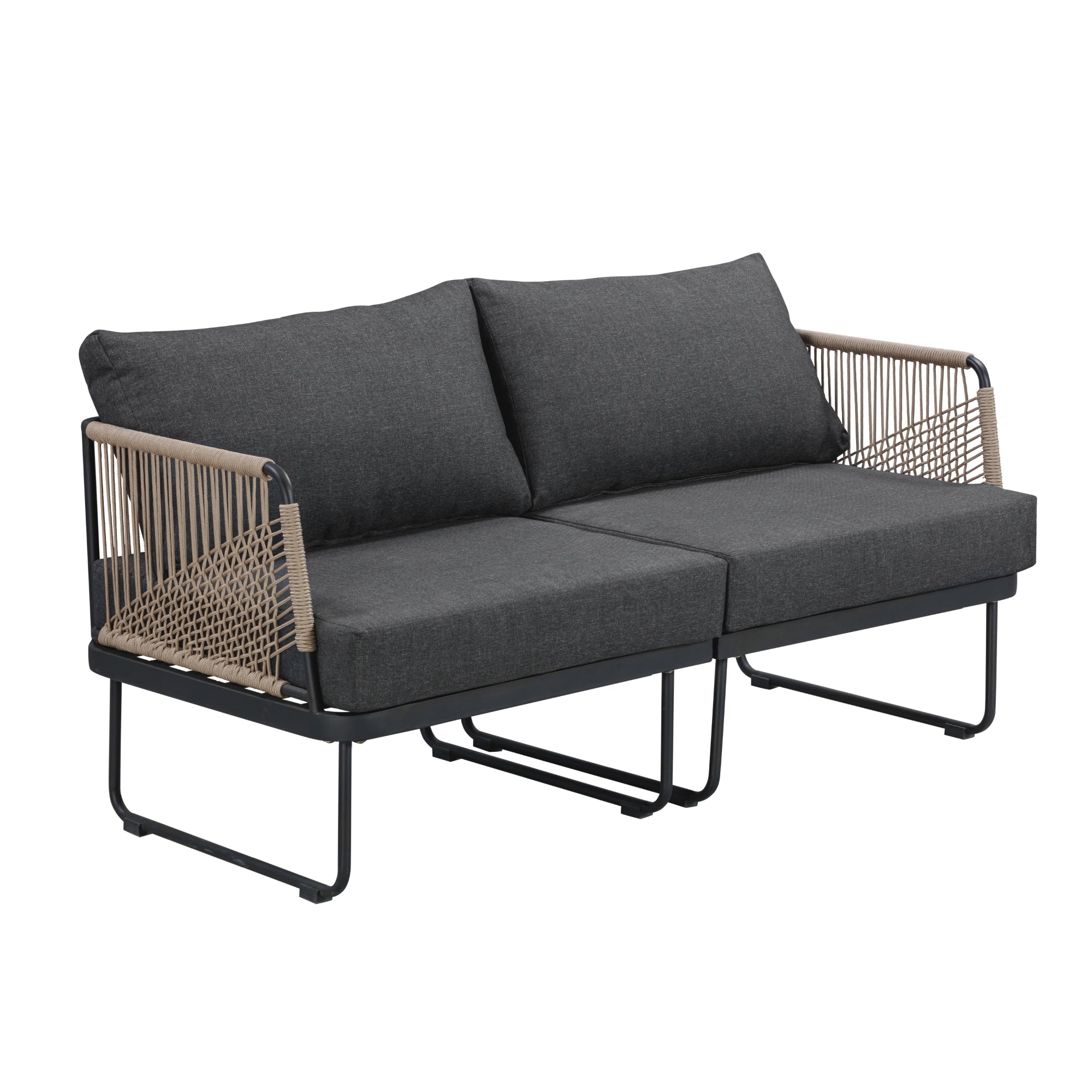 Modern Outdoor Patio Cushioned Cord Loveseat Gray