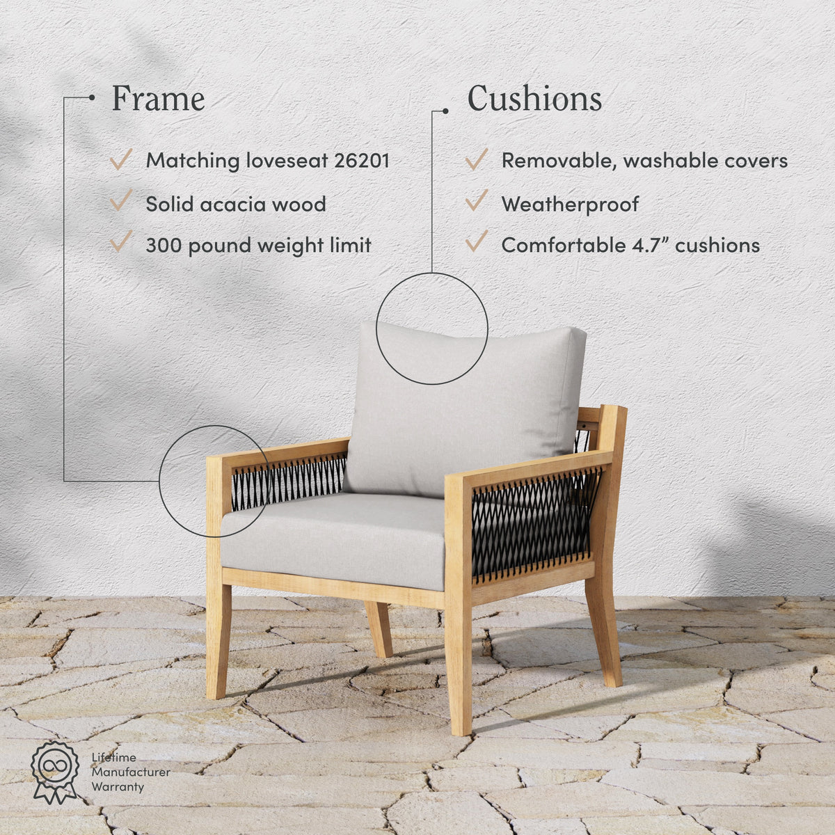 Boho Outdoor Patio Furniture Set of Wood Lawn Chairs Nathan James