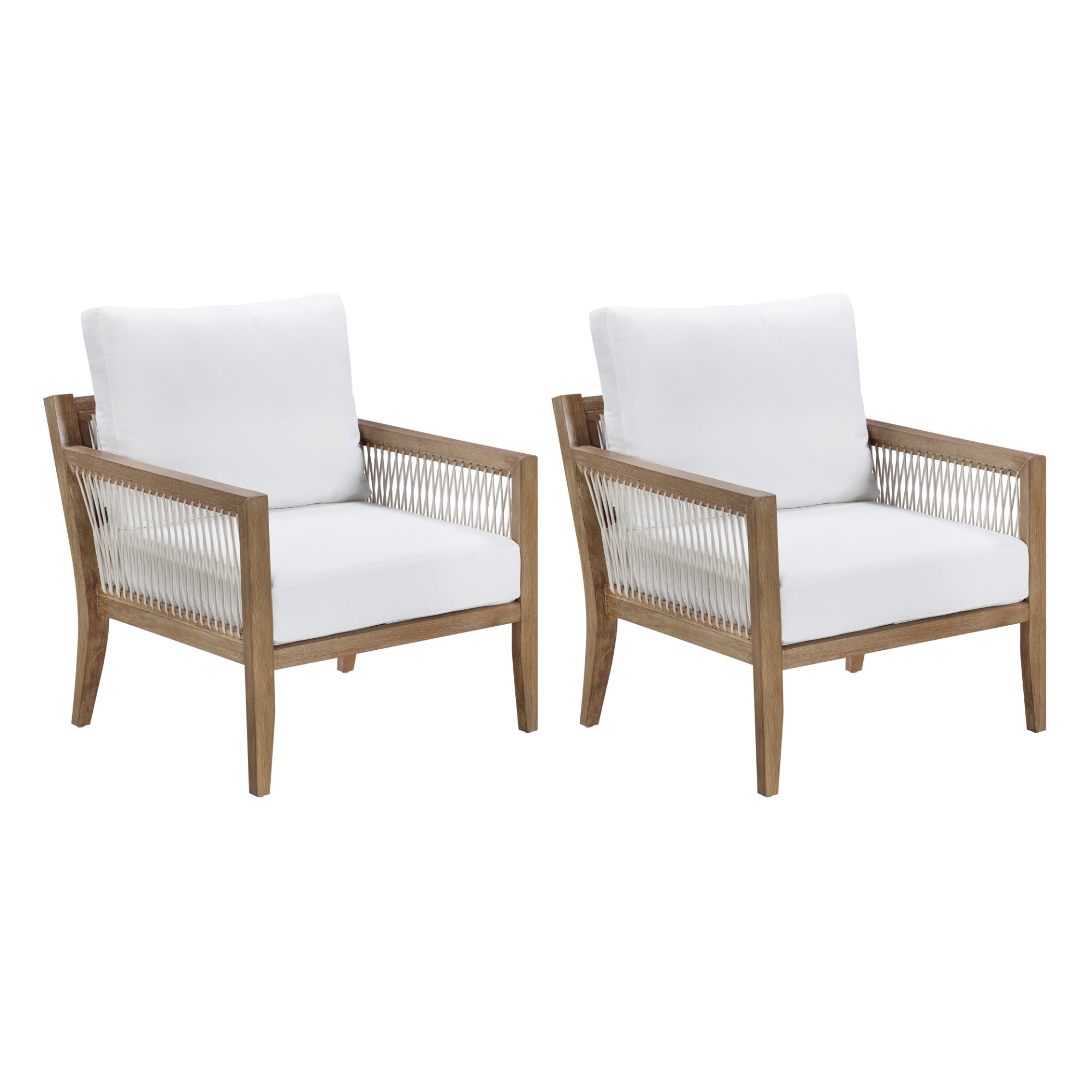 Set of 2 Outdoor Patio Arm Chairs White