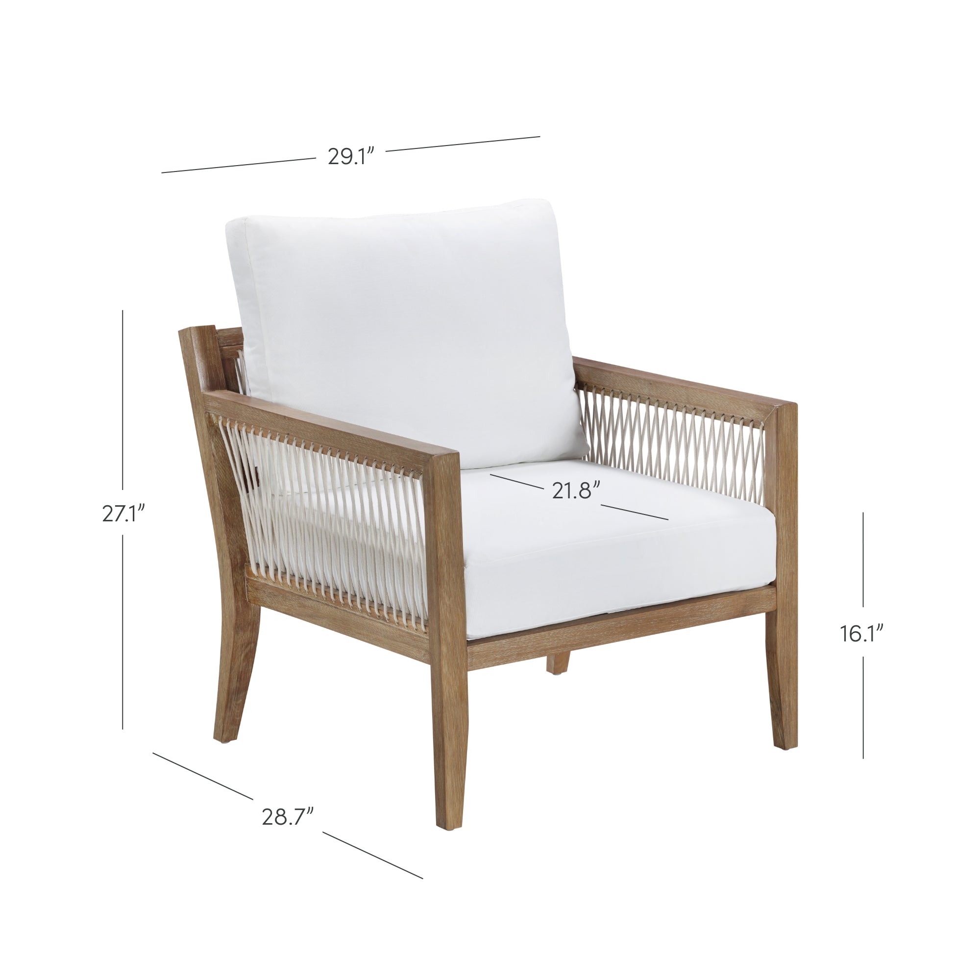 Set of 4 Outdoor Patio Arm Chairs White