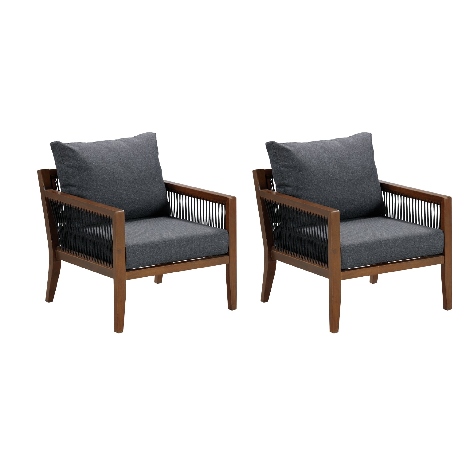 Set of 2 Outdoor Patio Arm Chairs Gray