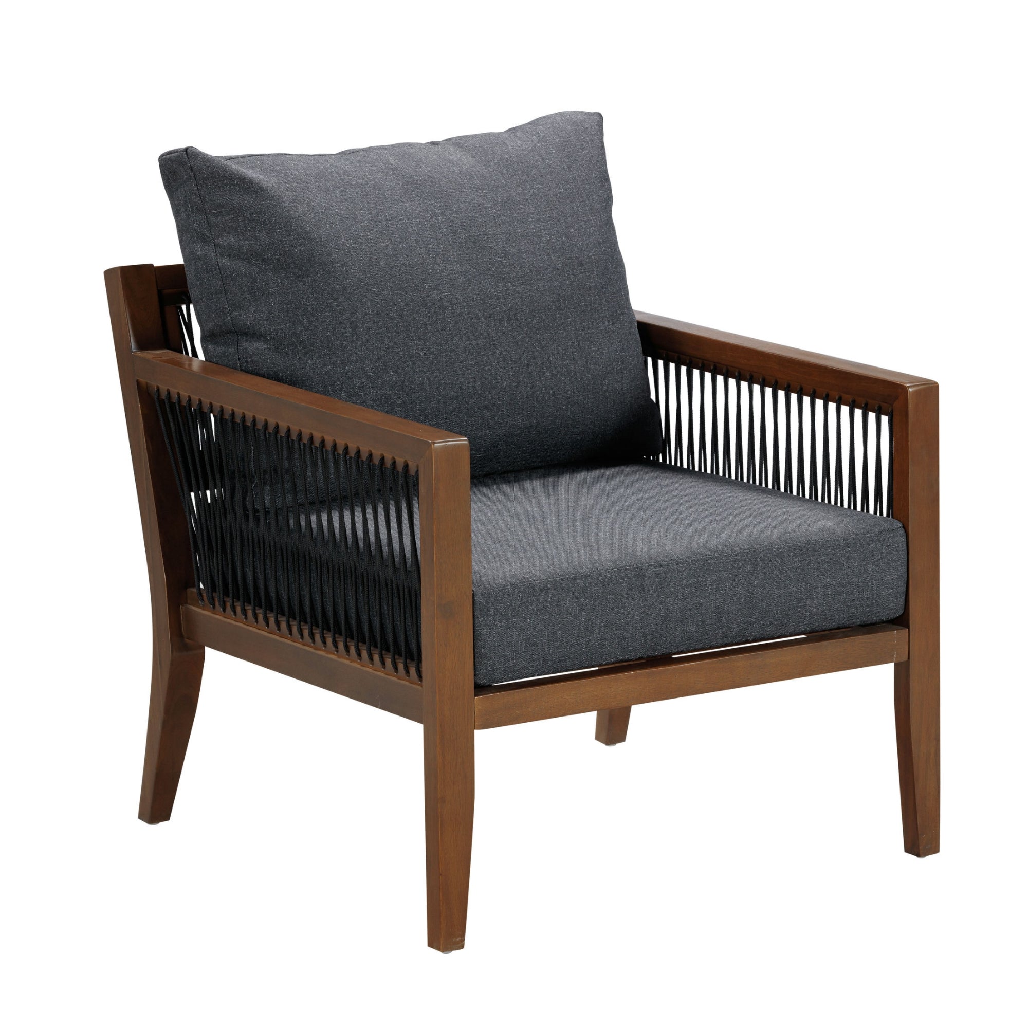 Outdoor Patio Wood Arm Chair Gray Dark Acacia