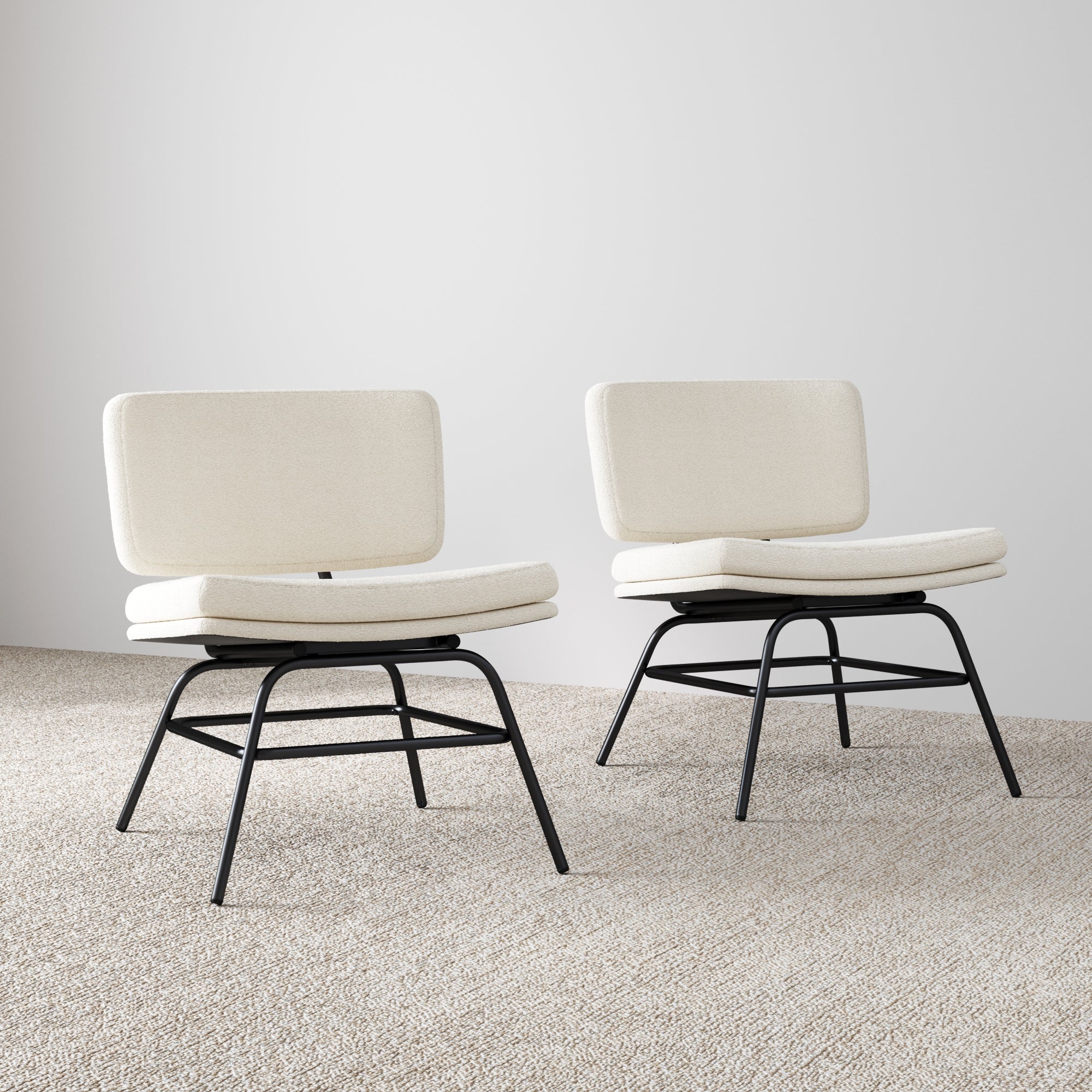 Modern Boucle Accent Chairs Set of 2