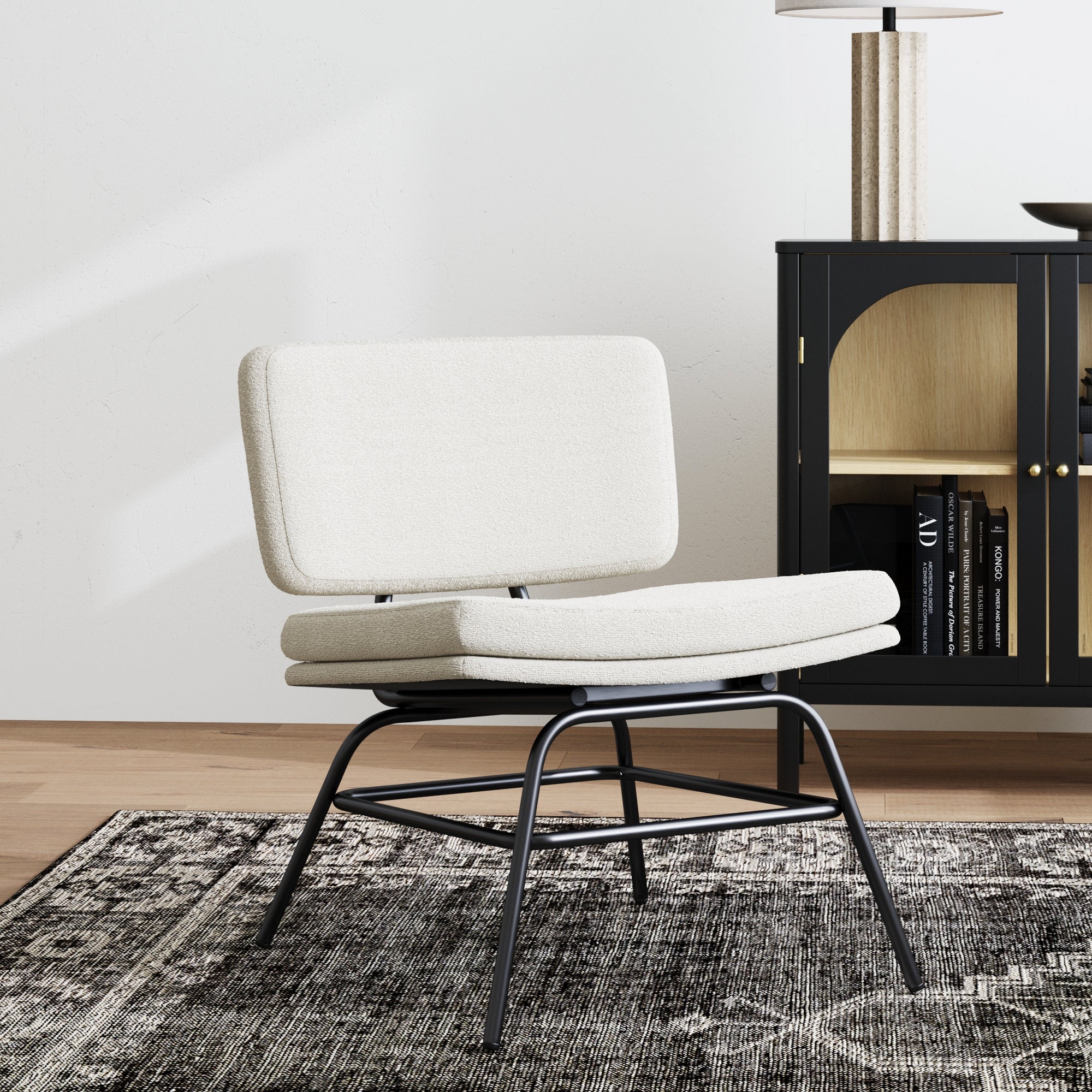 Modern Upholstered Textured Linen Accent Chair