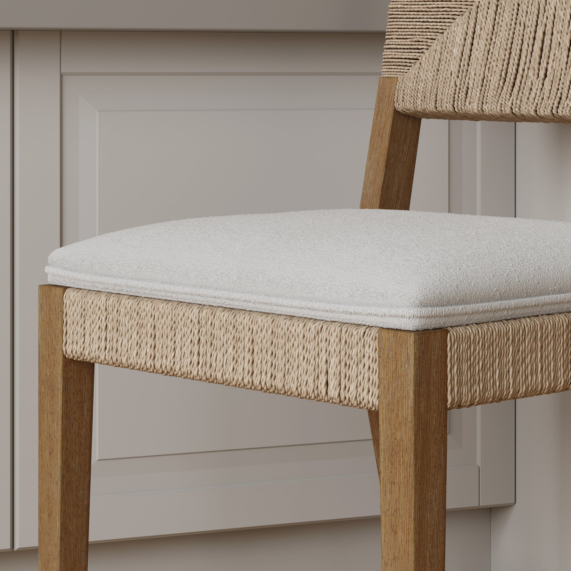 Beacon Dining Chair Boucle Seagrass Light Brown | Nathan James