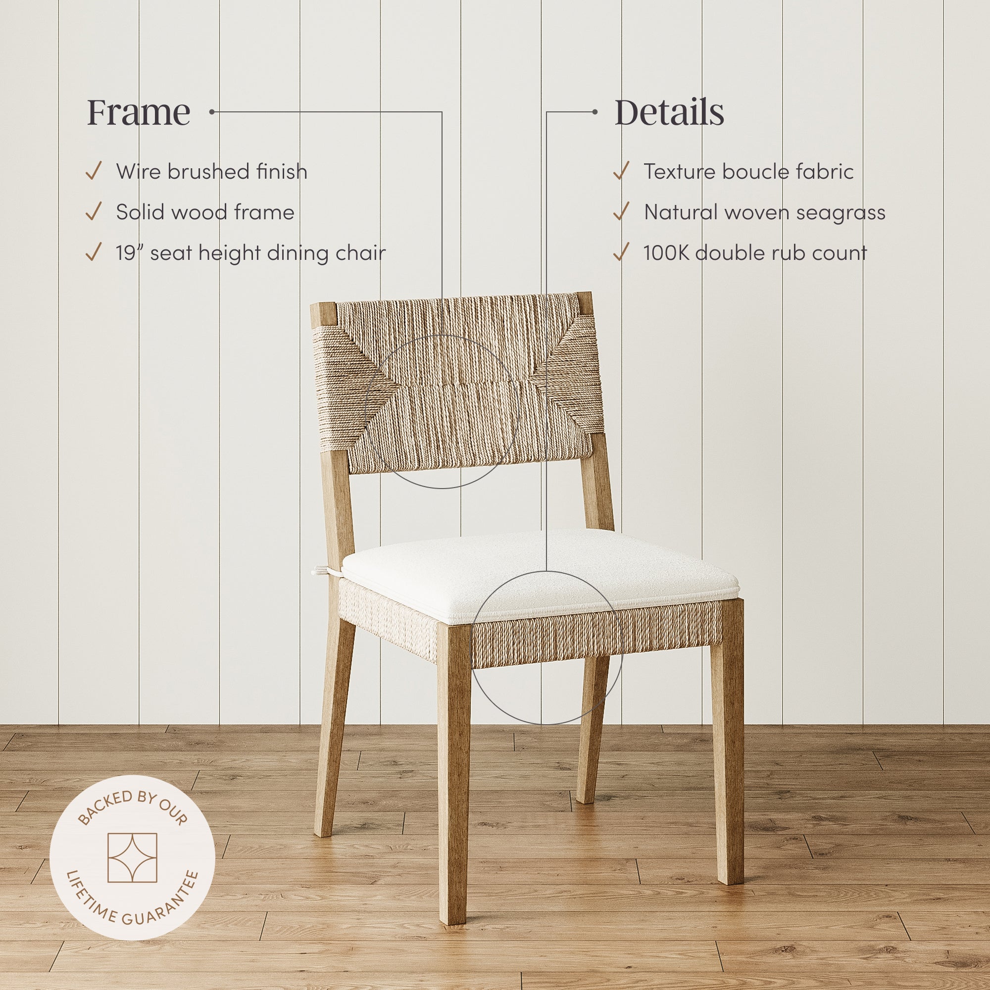 Beacon Dining Chair Boucle Seagrass Light Brown Set 2 | Nathan James