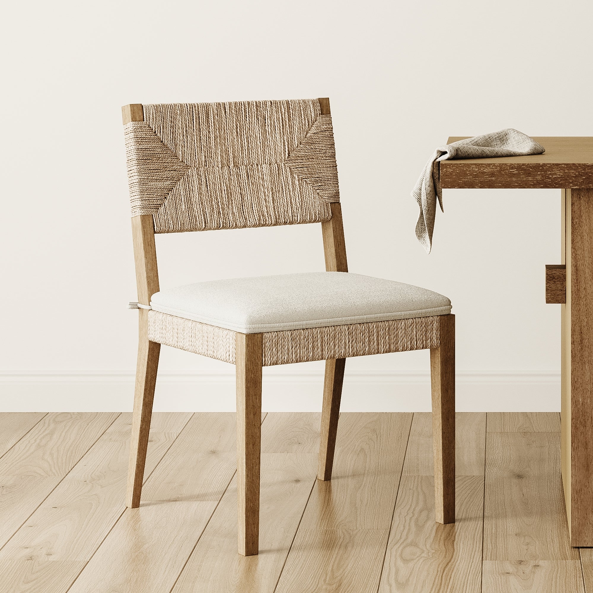 Boucle Seagrass Dining Chair Light Brown