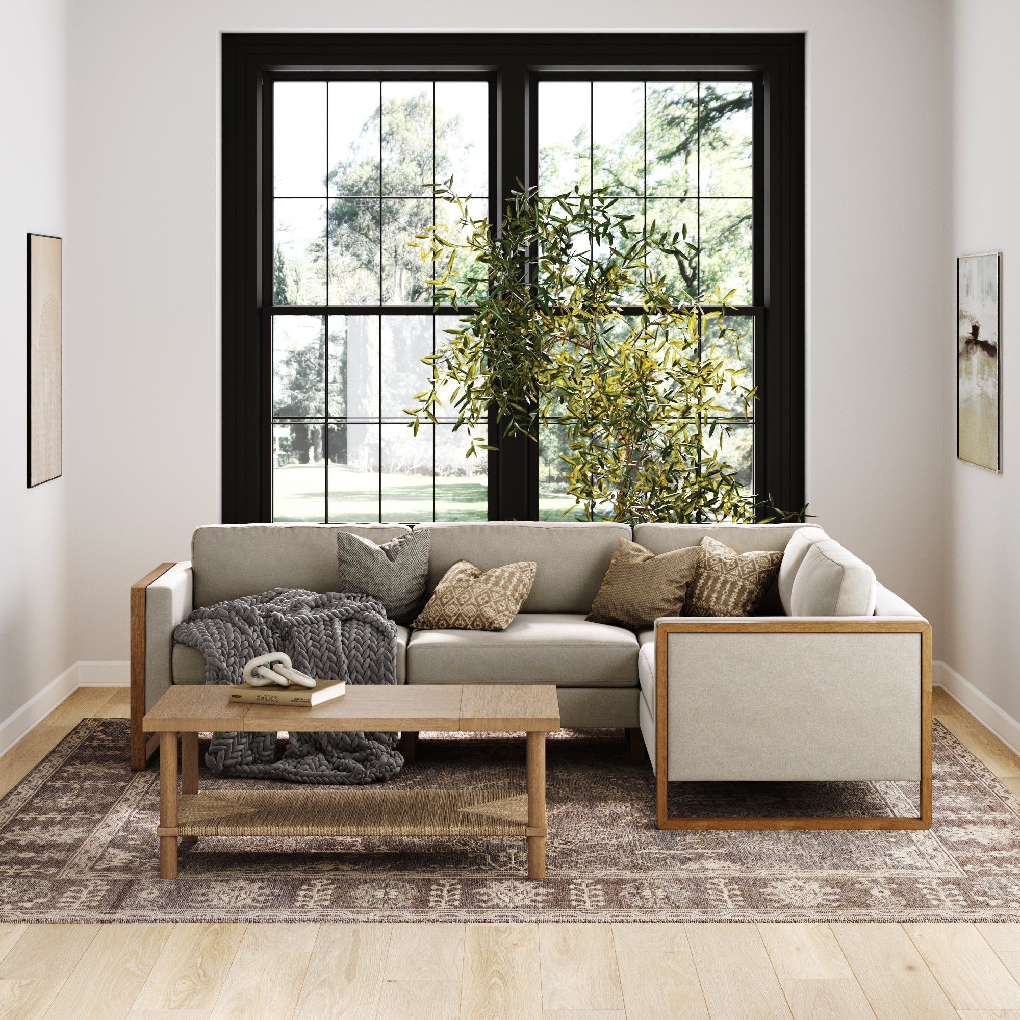 Modern Upholstered 4-Seat Sectional Sofa