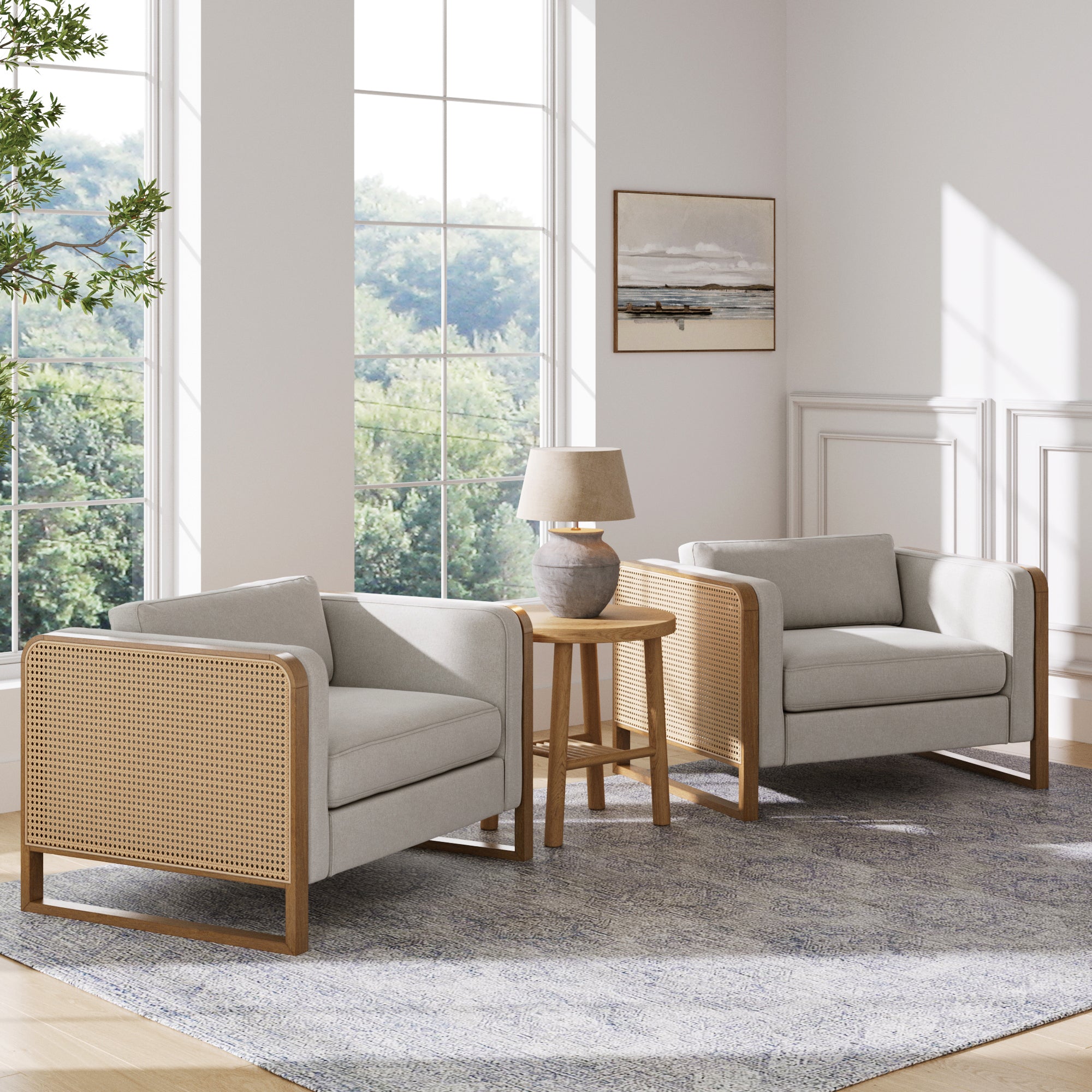 Madison Solid Wood Accent Chair with Rattan Arm Nathan James