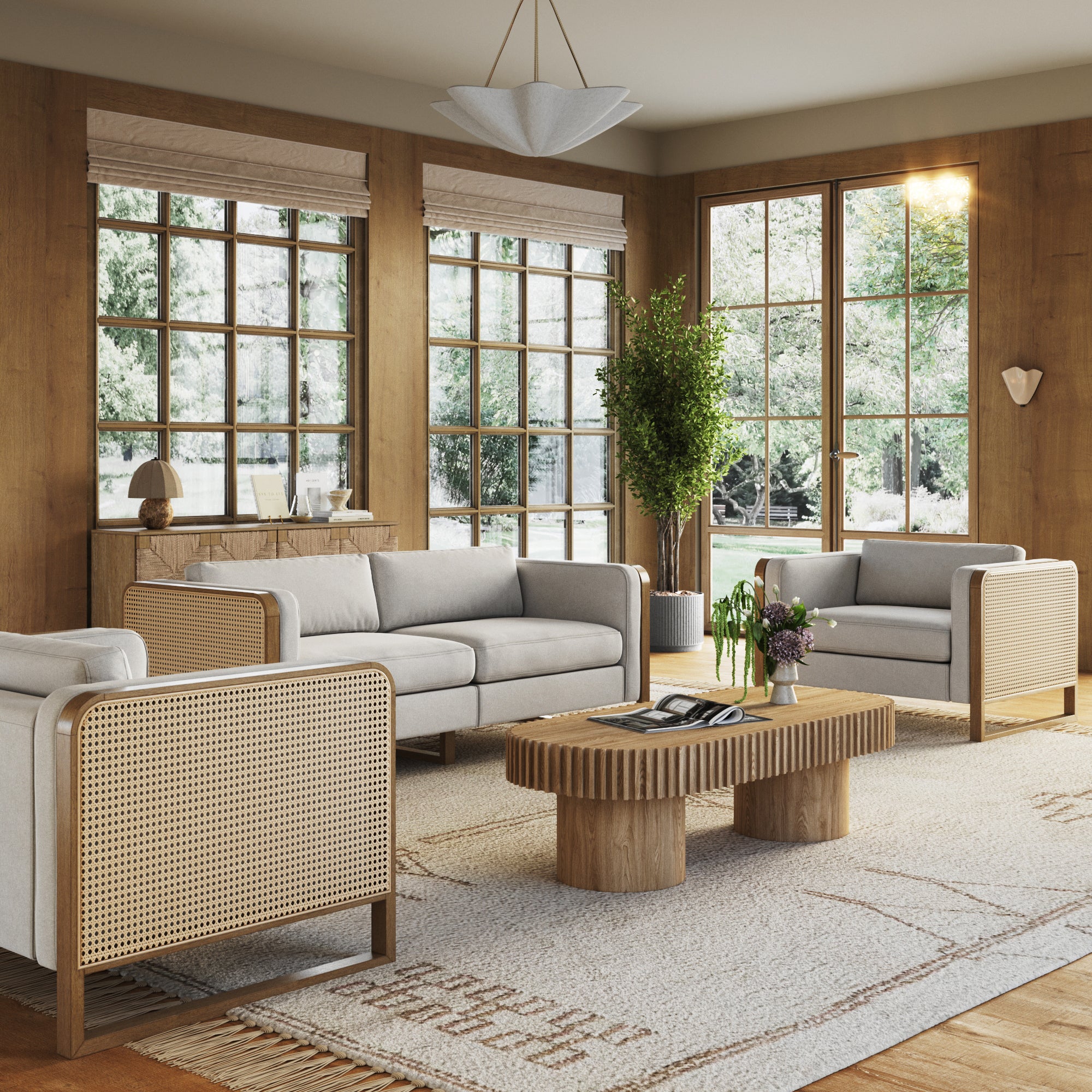 Madison Solid Wood Accent Chair with Rattan Arm Nathan James