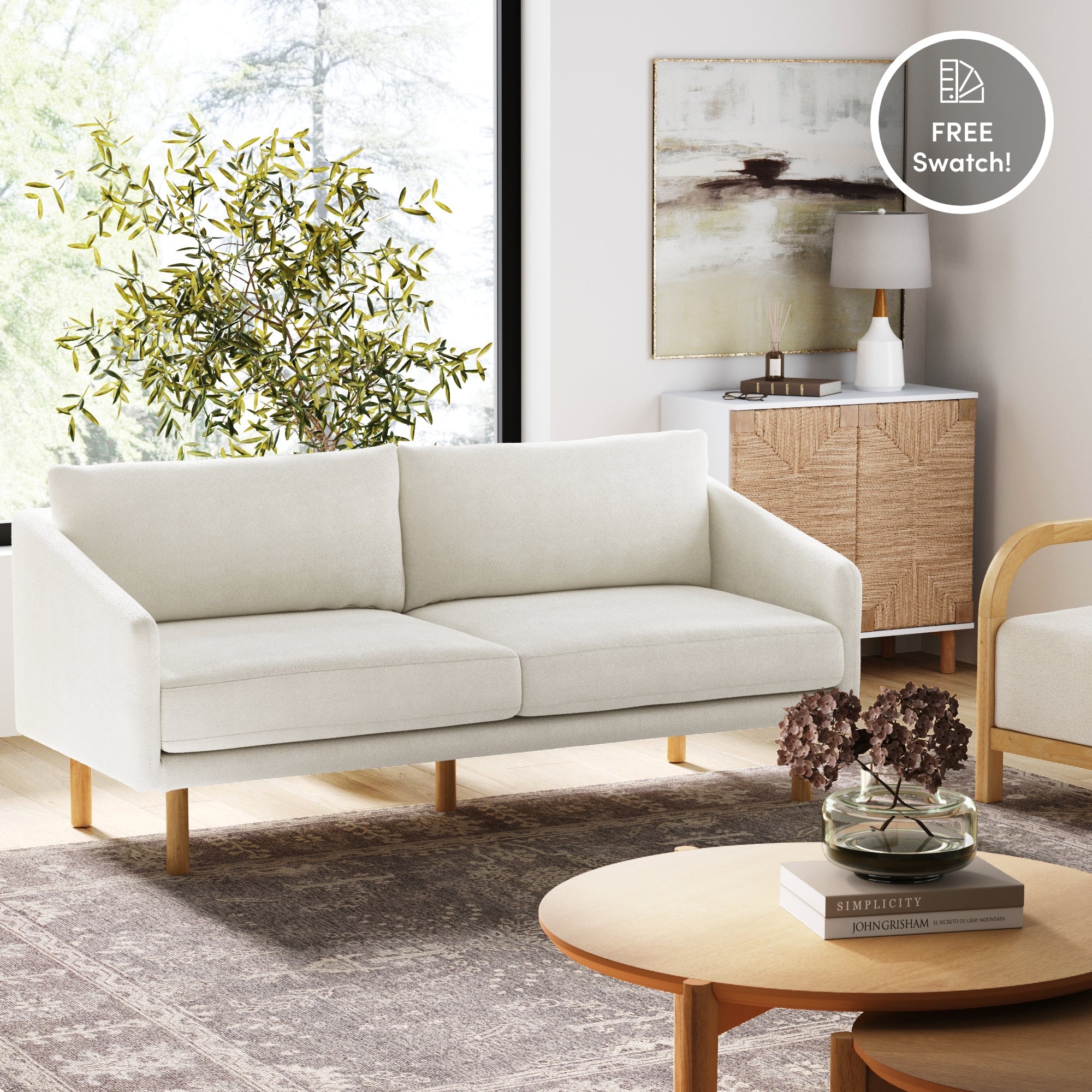 Boucle Fabric Minimalist Upholstered Couch