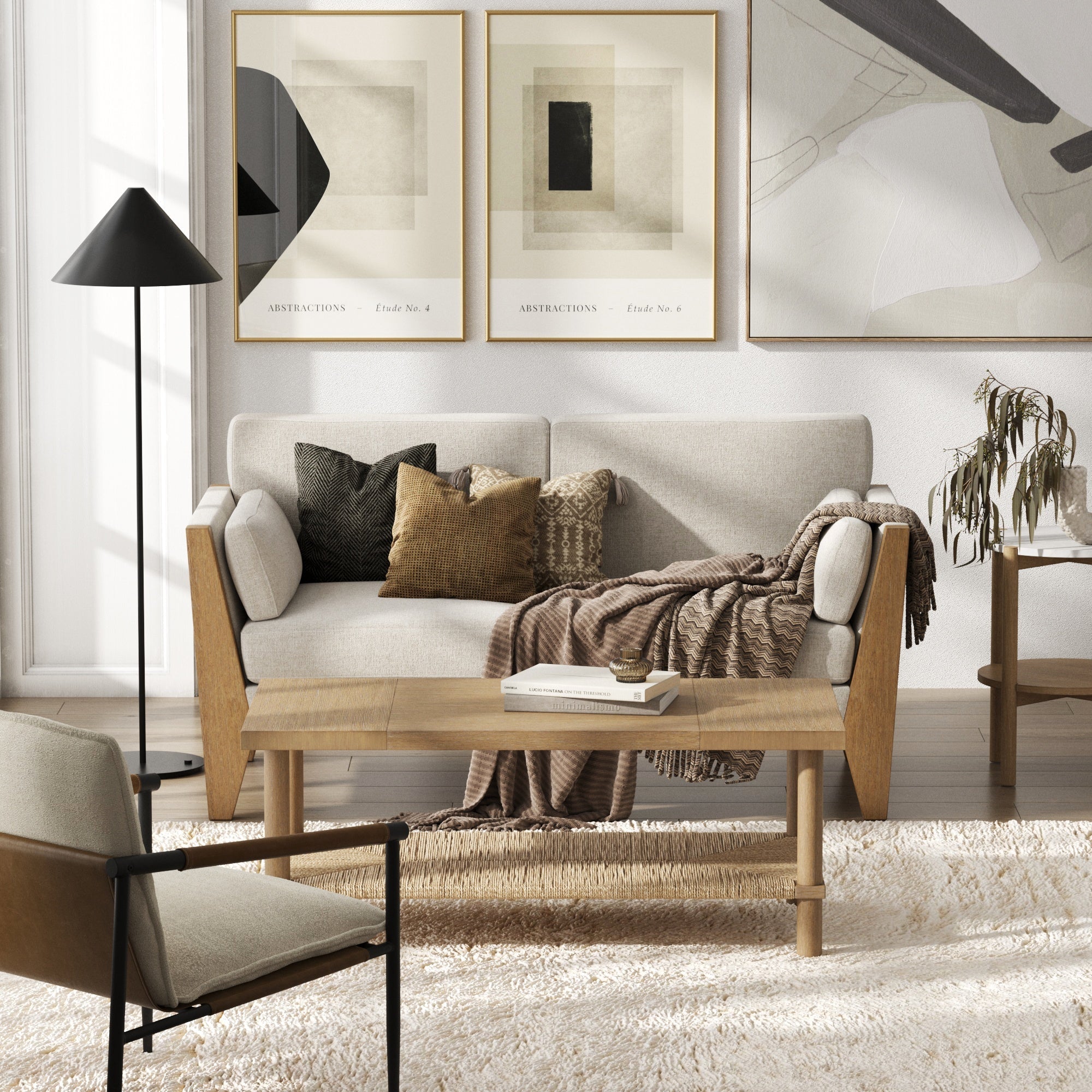 Wood Frame Upholstered Modern Sofa Loveseat