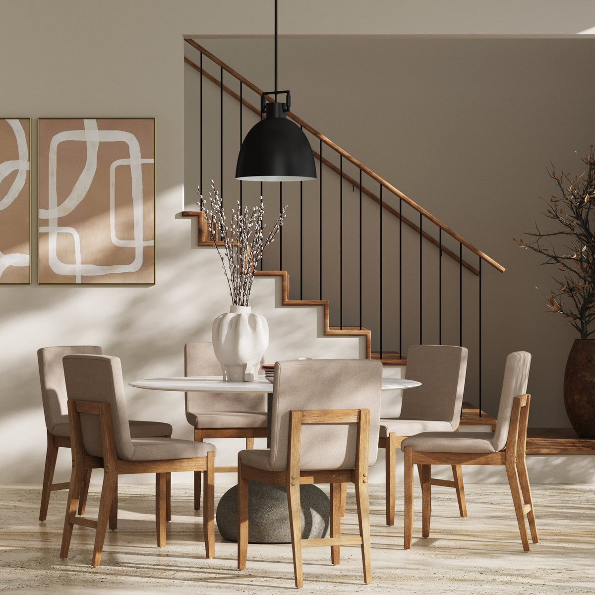 Gracie Modern Upholstered Dining Chair Flax Set of 6 | Nathan James