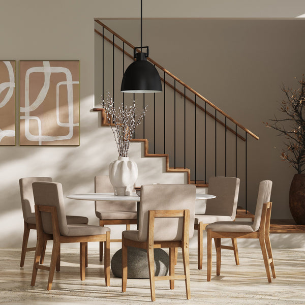 Gracie Modern Upholstered Dining Chair Flax Set of 6 | Nathan James