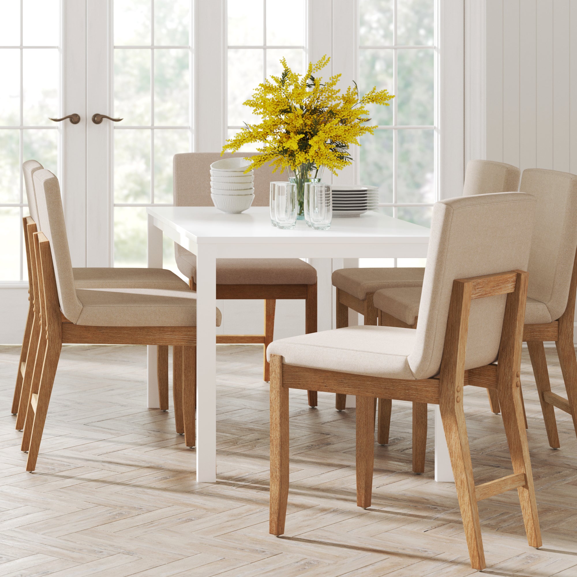 Dining Chairs Light Brown Flax (Set of 6)