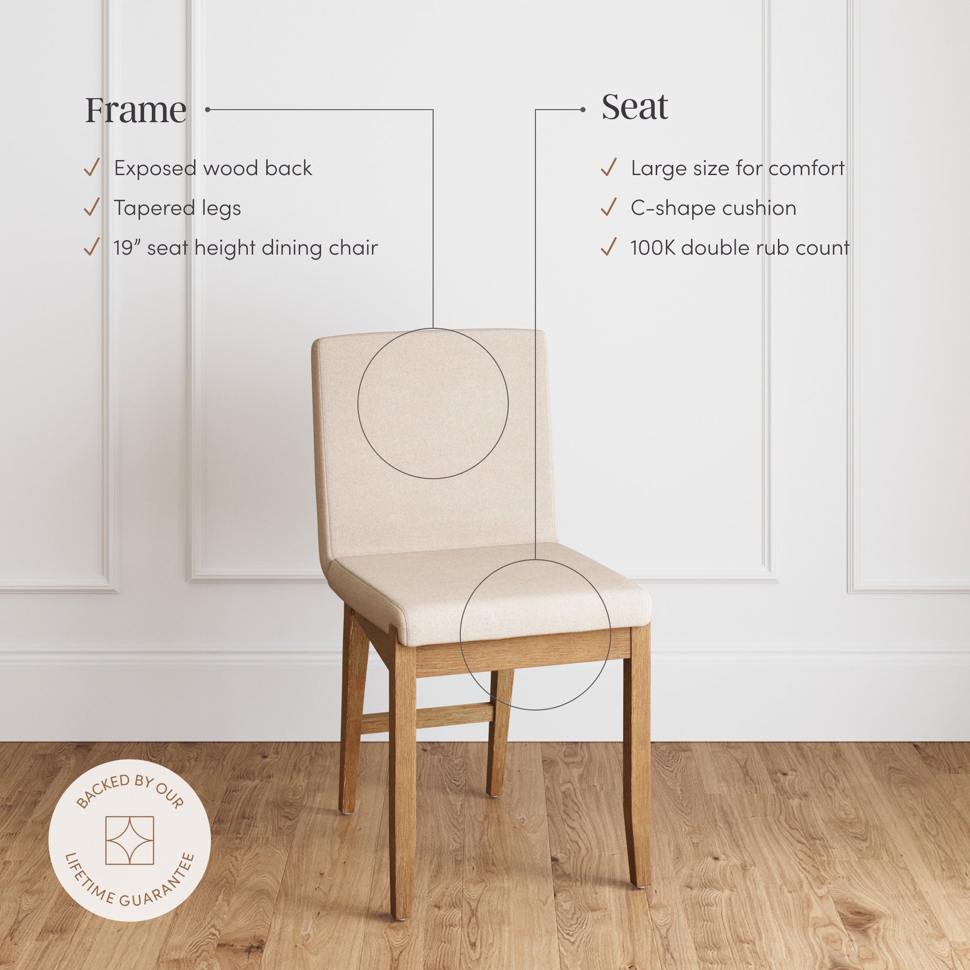 Wood Upholstered Dining Chairs Brushed Light Brown Flax (Set of 6) - Nathan James