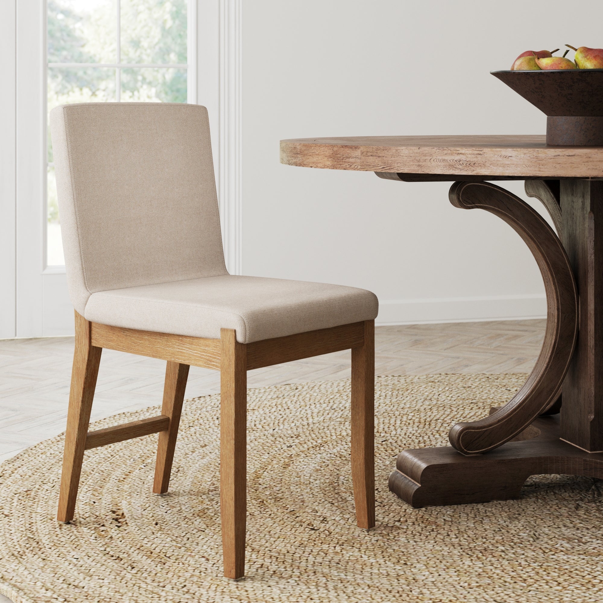 Wood Upholstered Exposed Back Dining Chair
