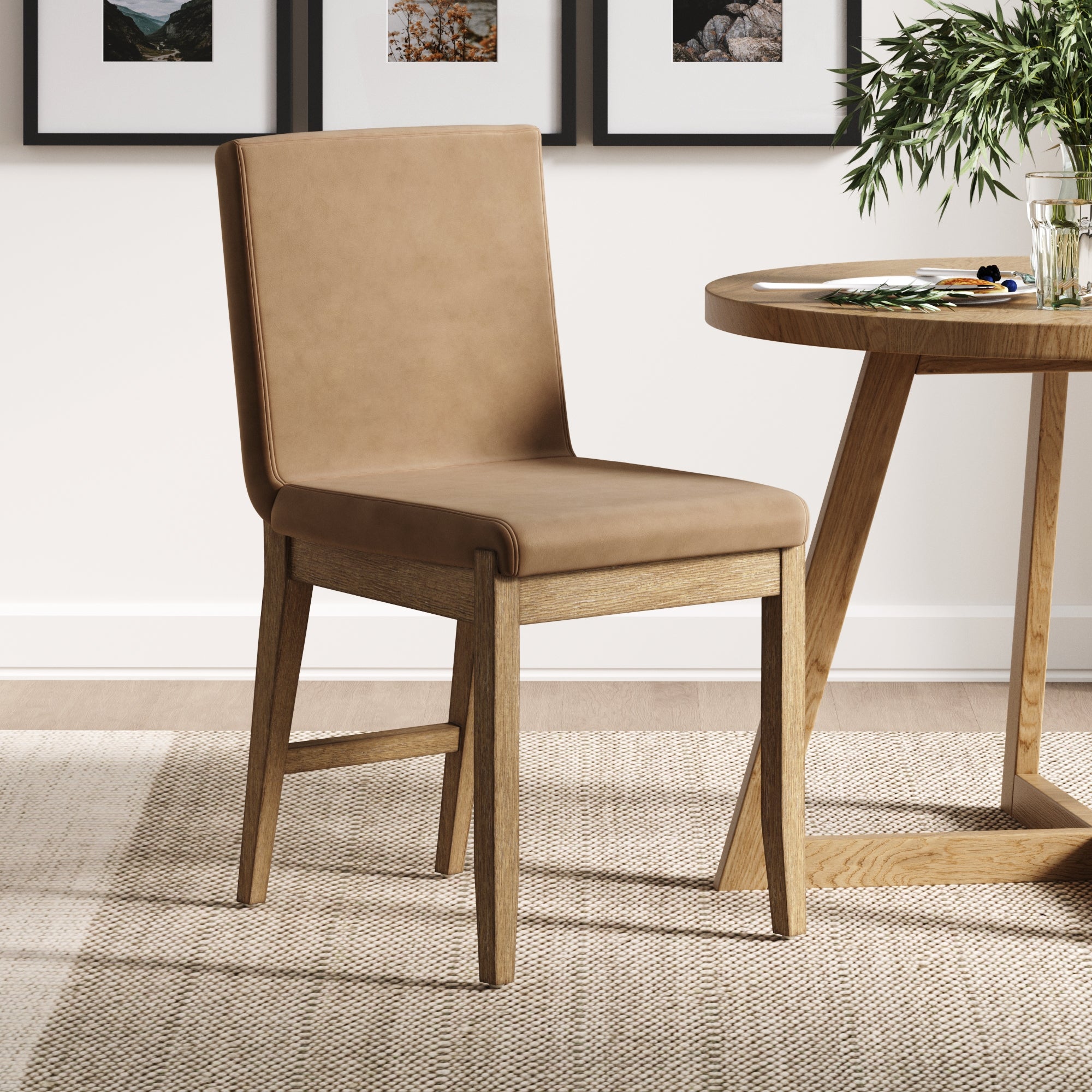 Exposed Back Dining Chair Brushed Light Brown