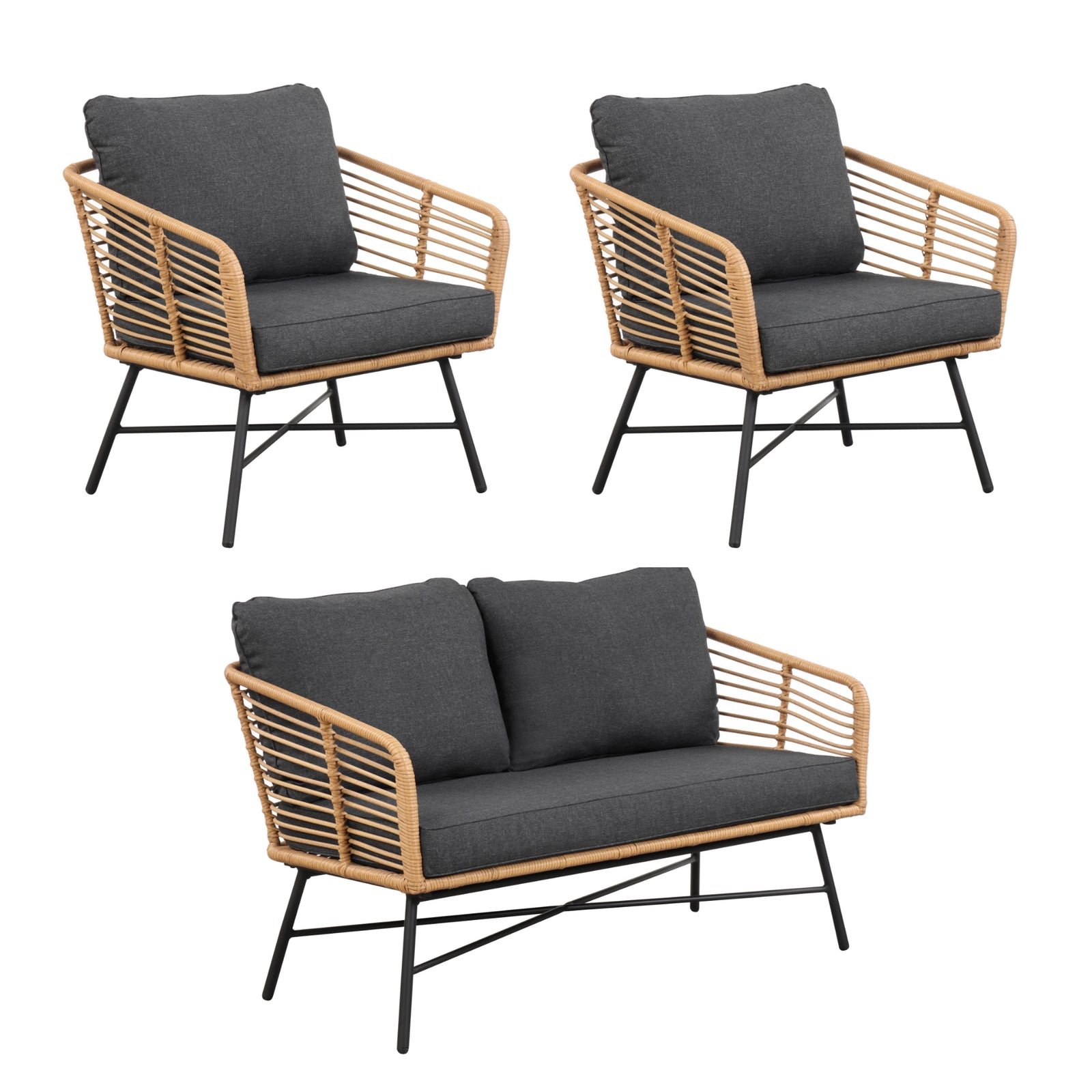 Boho Wicker Outdoor Patio Furniture Conversational Set Nathan James
