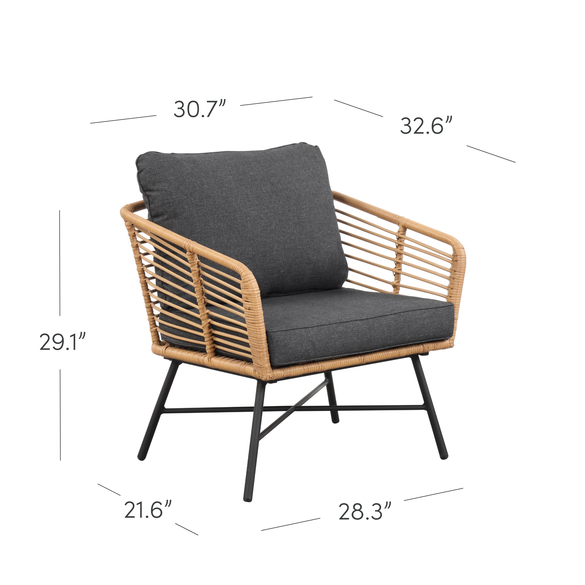 Set of 4 Outdoor Wicker Chairs Dark Gray