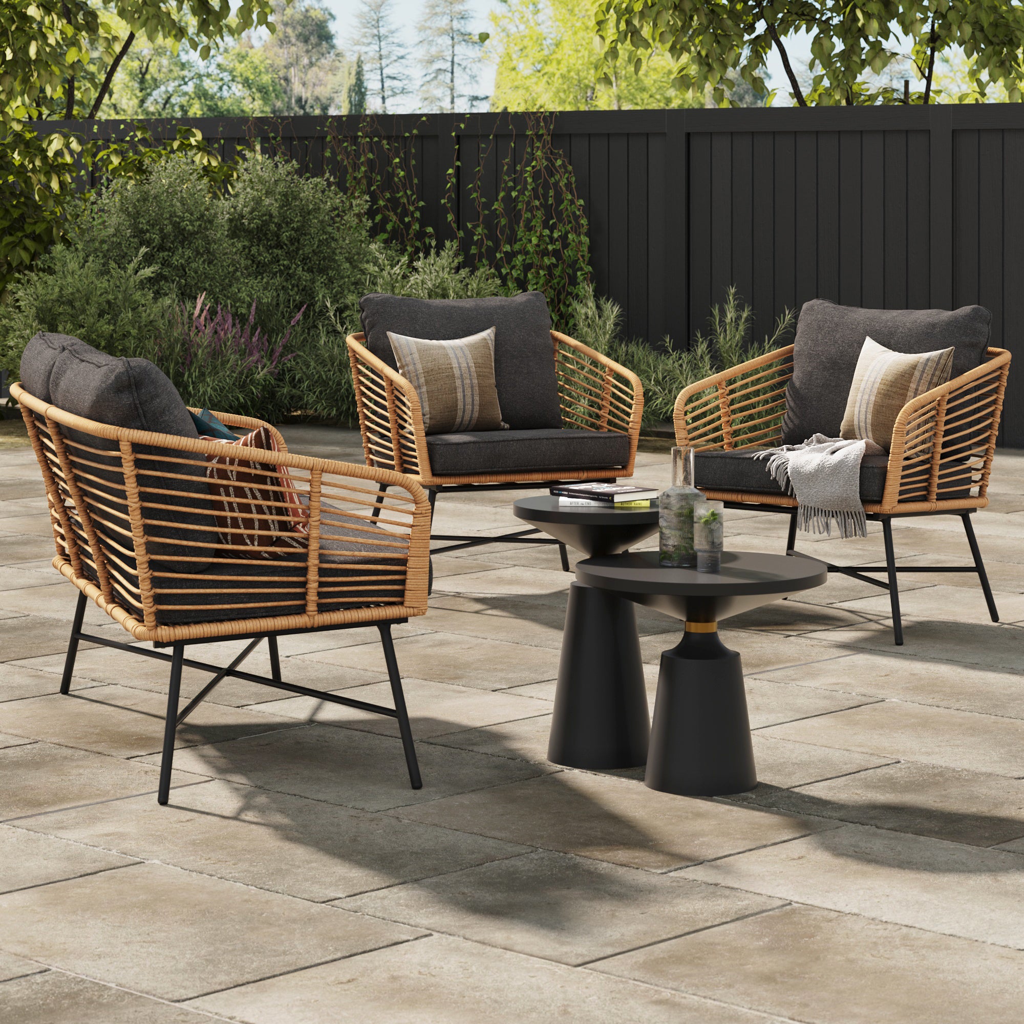 Metal wicker patio deals furniture