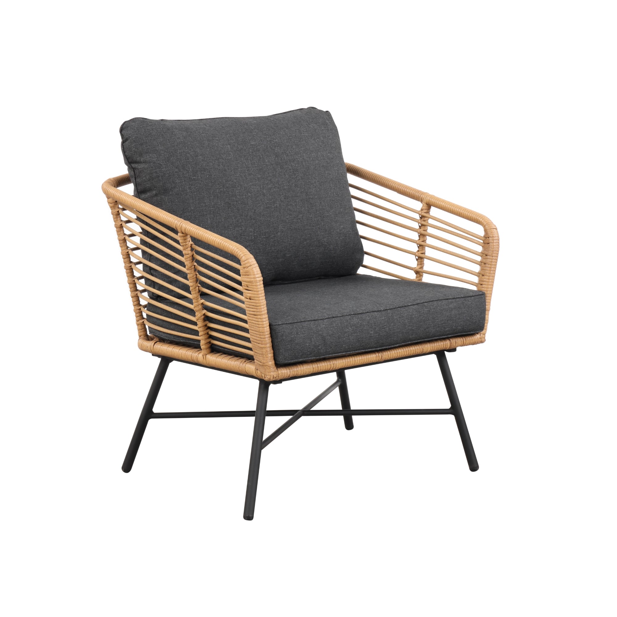 Set of 4 Outdoor Wicker Chairs Dark Gray