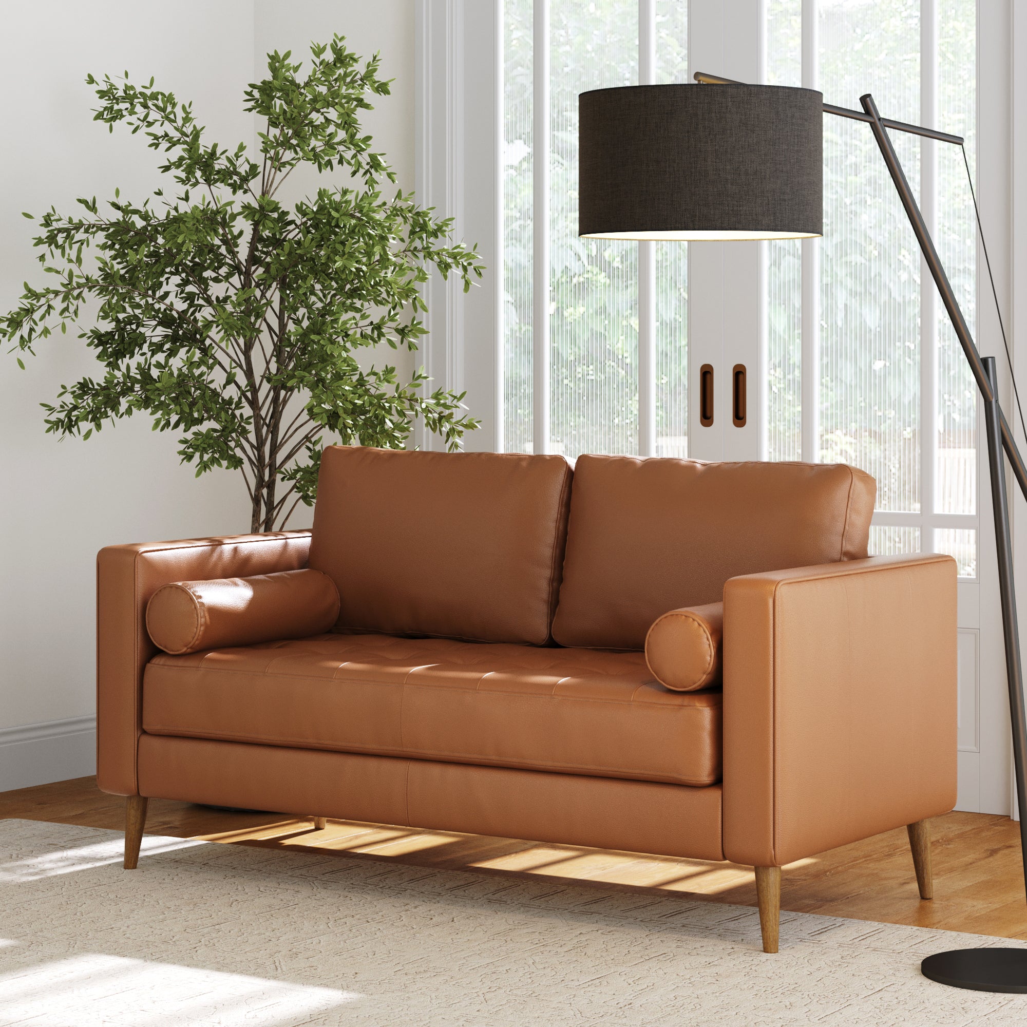 Breeze Mid Century Modern 2-Seater Tufted Loveseat Sofa | Nathan James