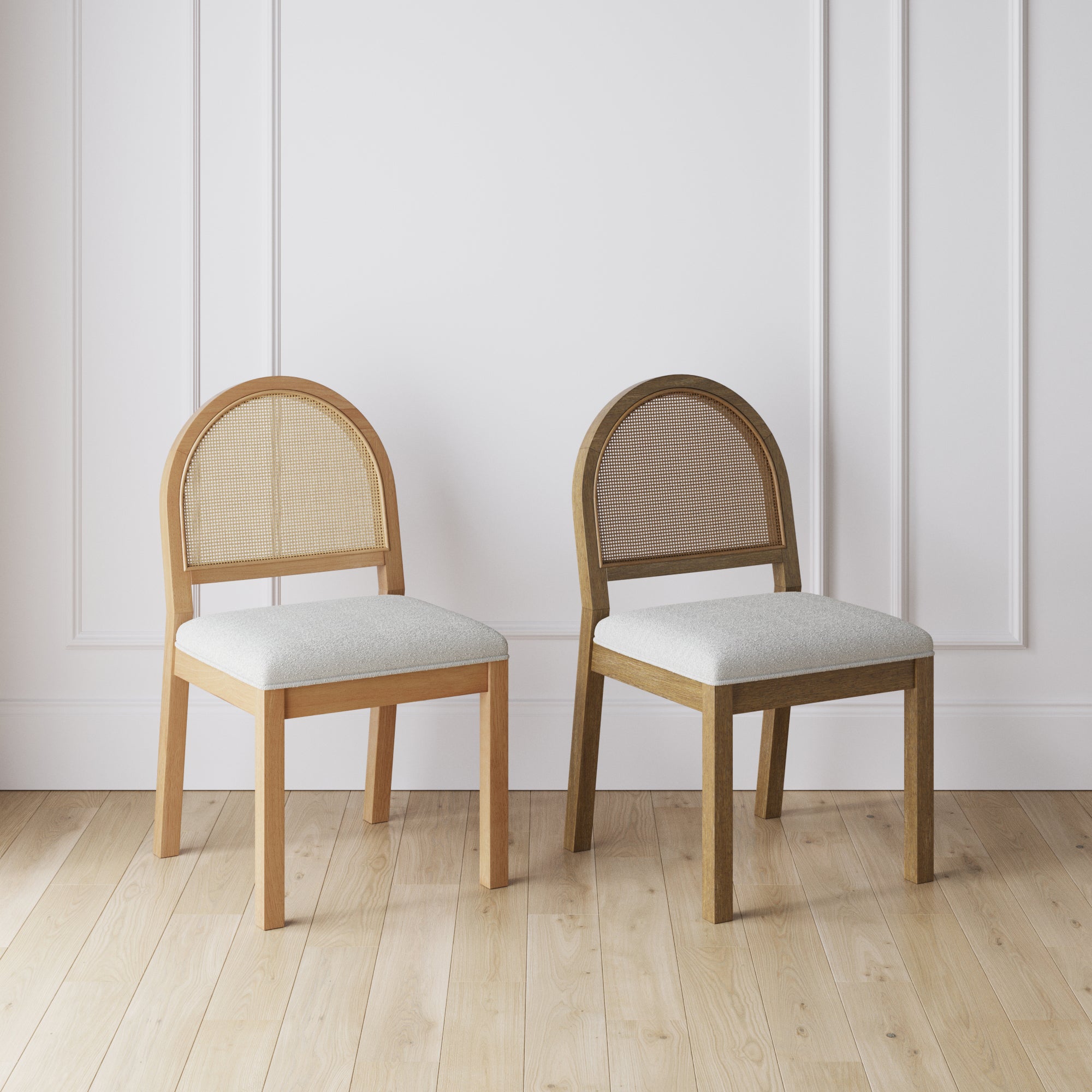 Bailey Bohemian Boucle & Rattan Dining Chair Set of 4 | Nathan James