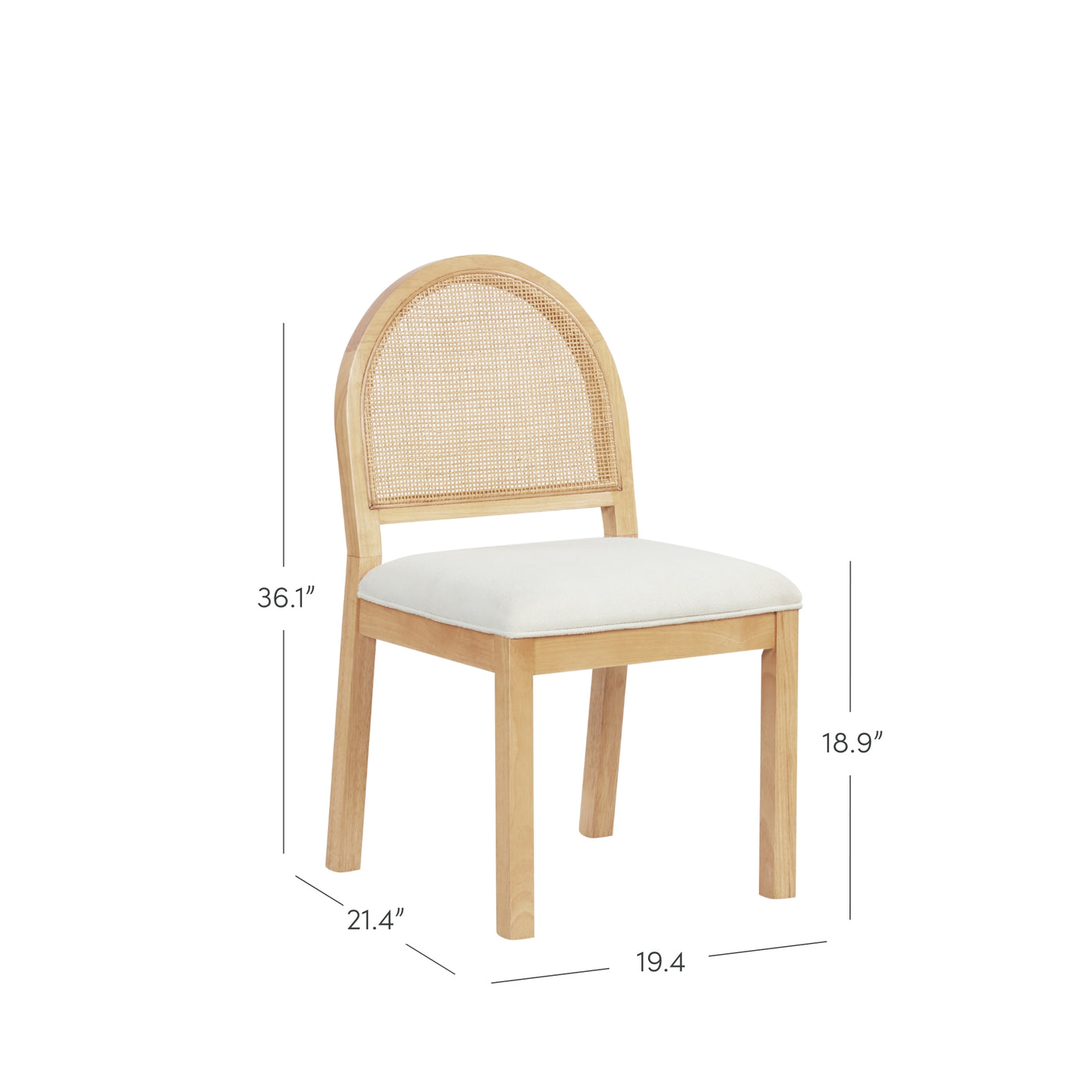 Boucle & Rattan Dining Chair Warm Pine (Set of 2)