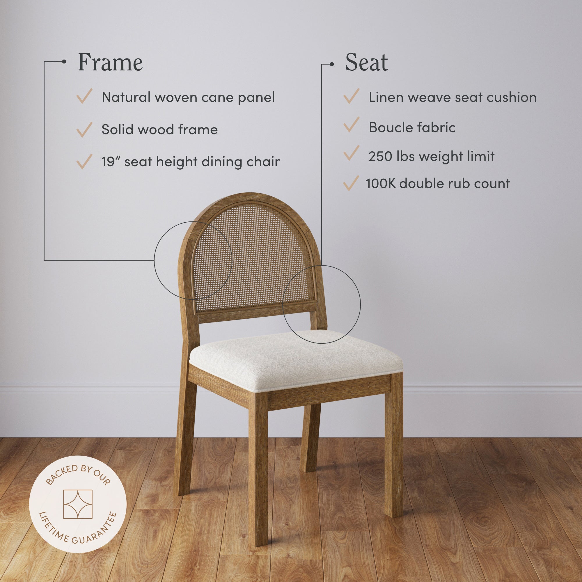 Boucle & Rattan Dining Chairs Light Brown (Set of 6) - Nathan James