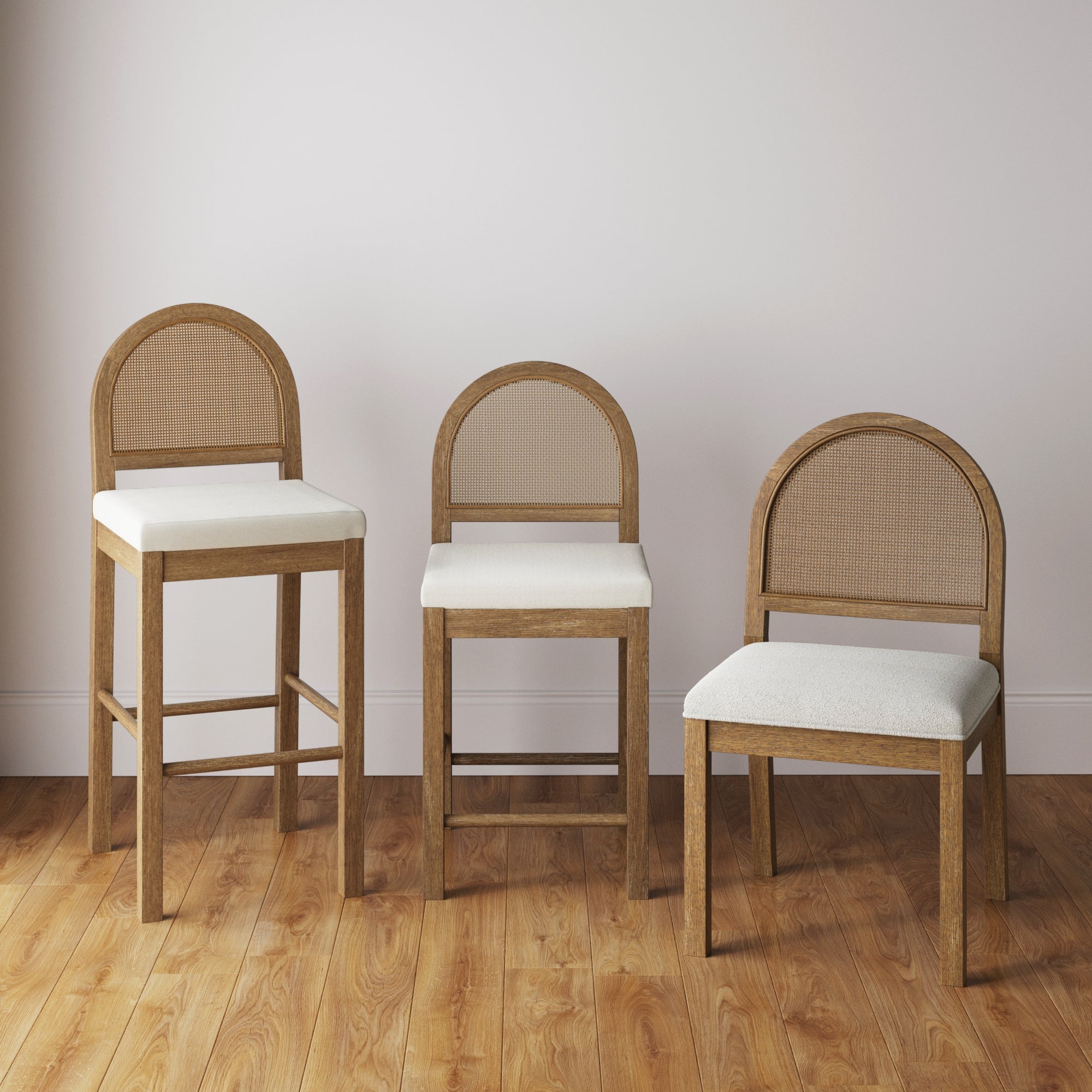 Boucle & Rattan Dining Chair - Thumbnail 3