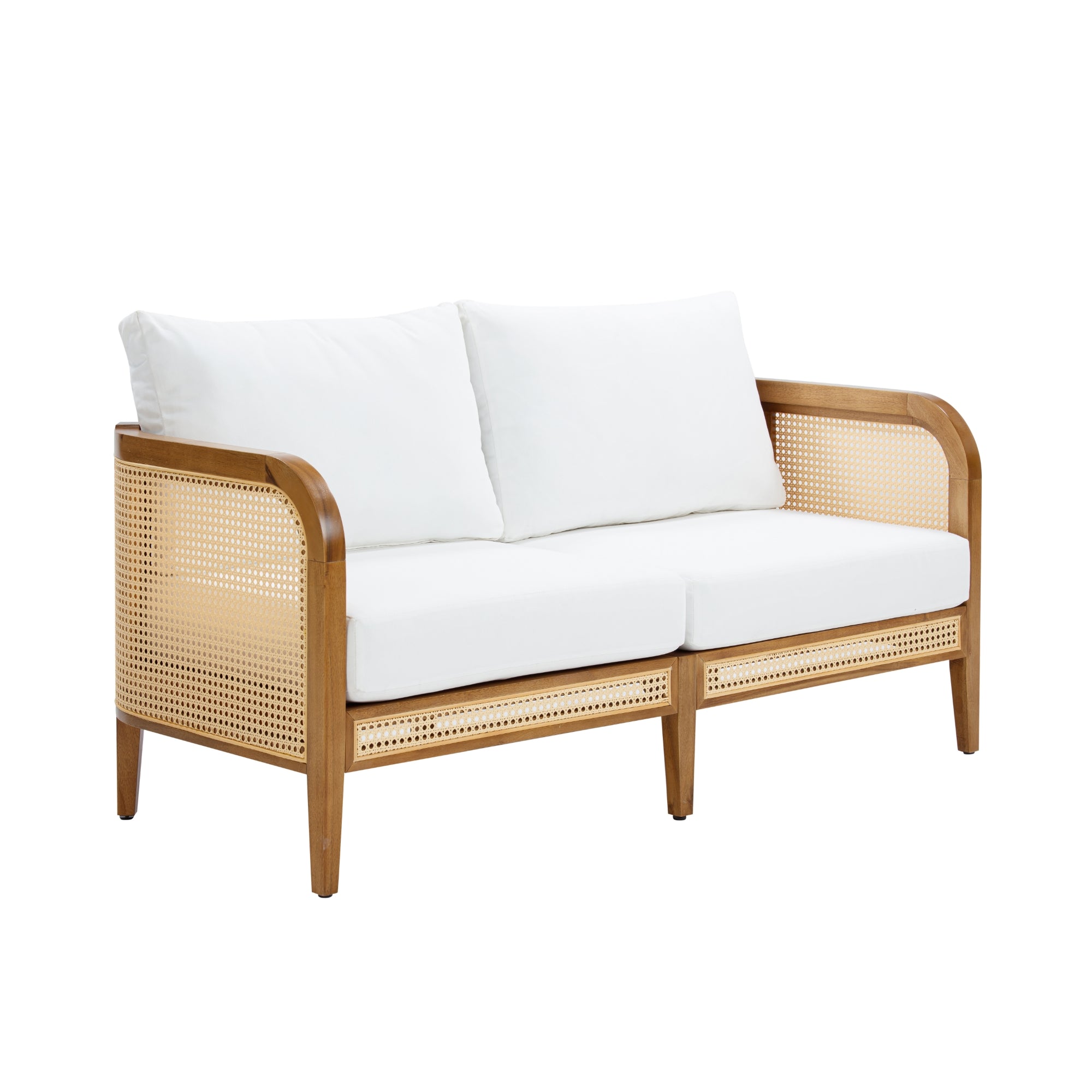 Twila Rattan Outdoor Patio Cushioned Boho Loveseat | Nathan James